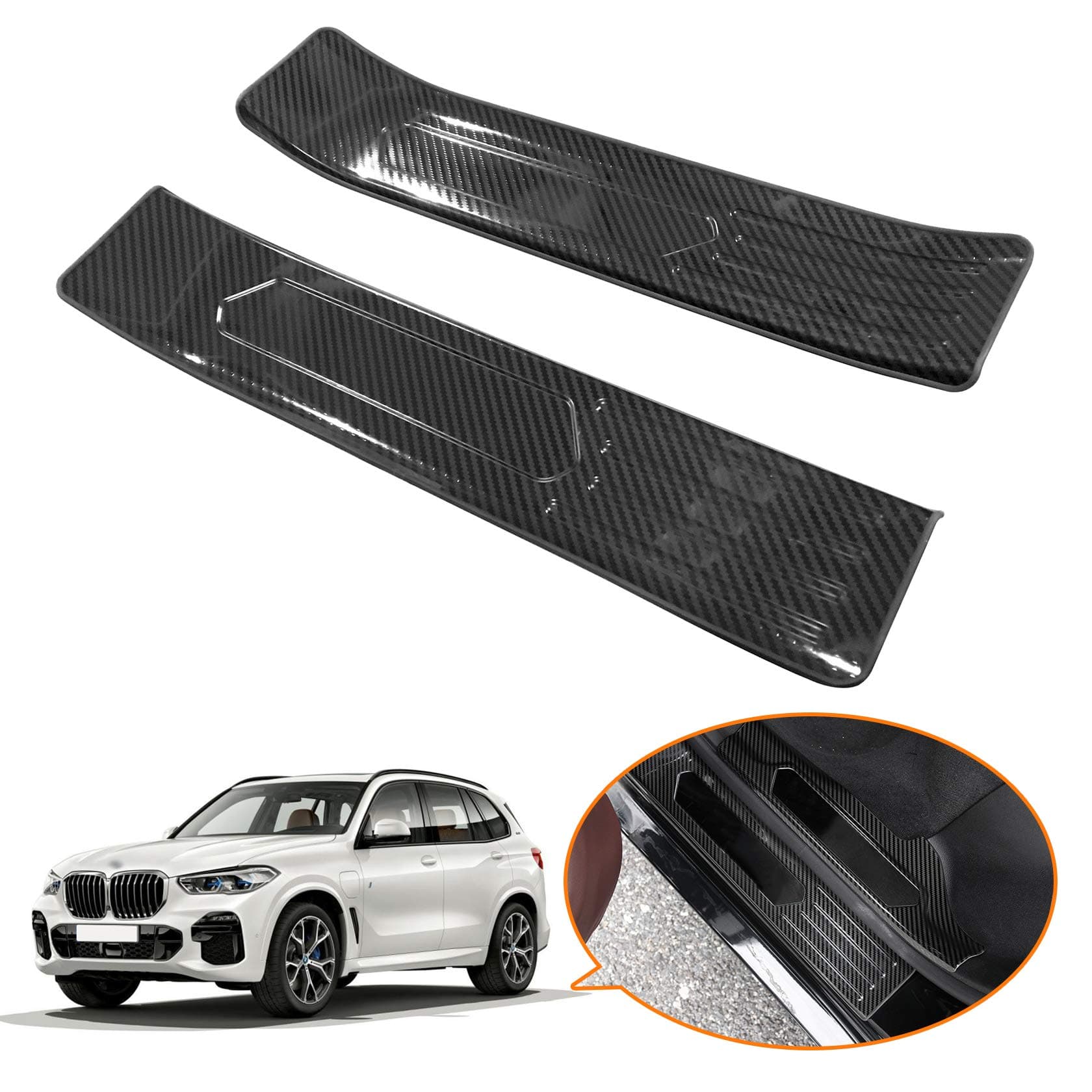 Toryea Outer 2PCS Door Entry Guards Sill Plate Cover Trim Black Titanium Compatible with BMW X3 2018 2019