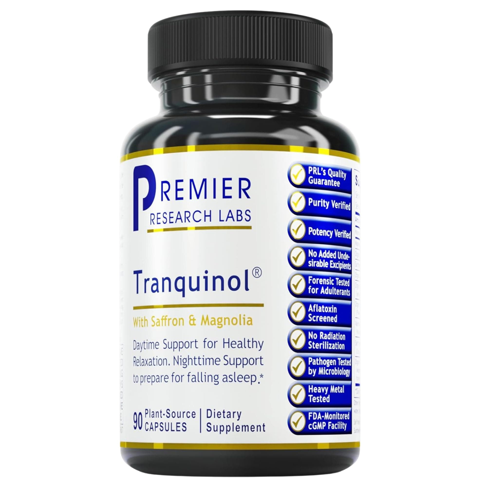 Premier Research Labs Tranquinol - Natural Sleep Aid Supplement for Deep Sleep Support and Calm Mind | Magnesium, Turmeric, Lemon Balm & Saffron Extract - Pure Vegan - 90 Plant-Source Capsules