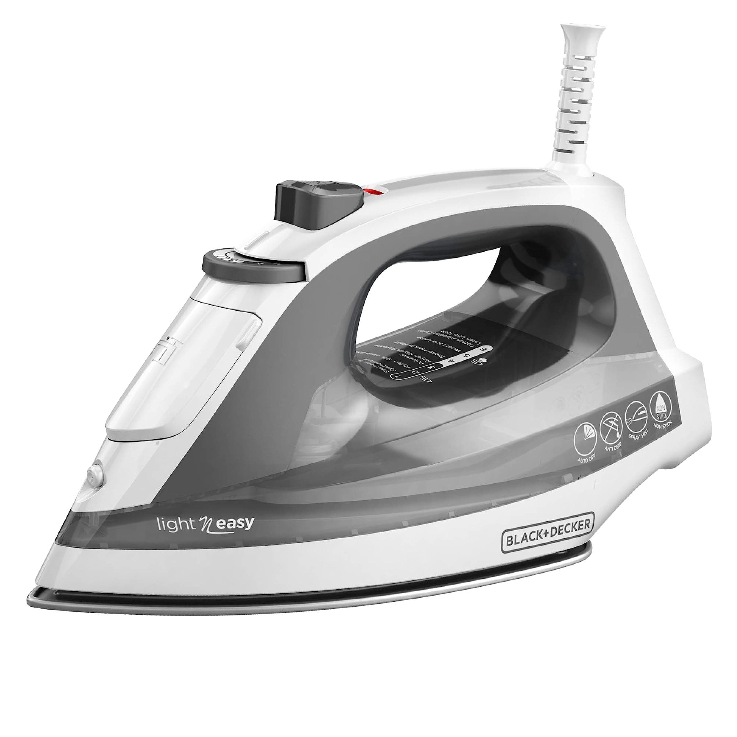 BLACK+DECKER Light ‘N Easy Compact Steam Iron, IR1020S, Stainless Steel Soleplate, Spray Mist, Anti-Drip, Auto Shutoff