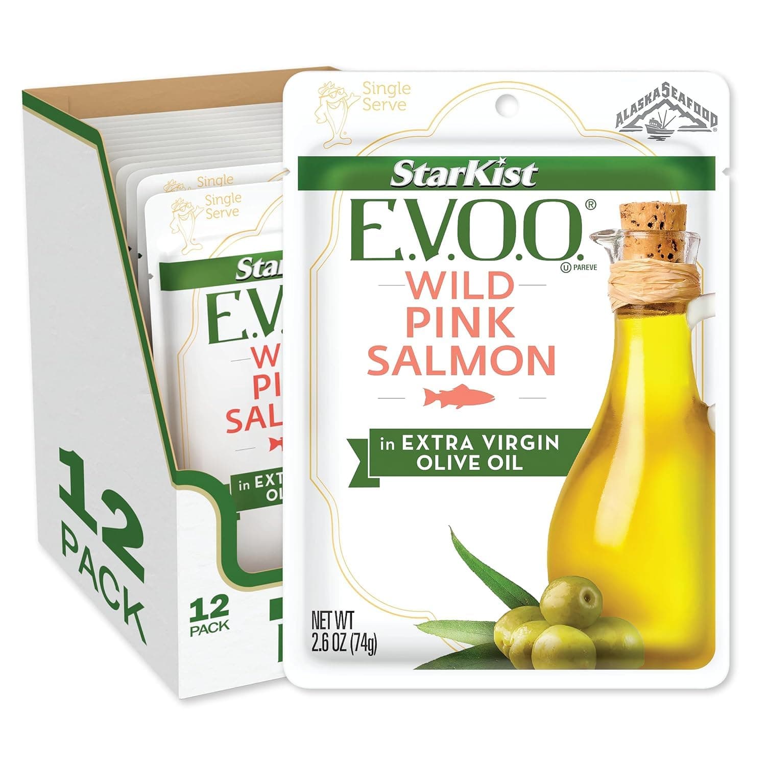 StarKist E.V.O.O. Wild-Caught Pink Salmon, 2.6 Oz, Pack of 12