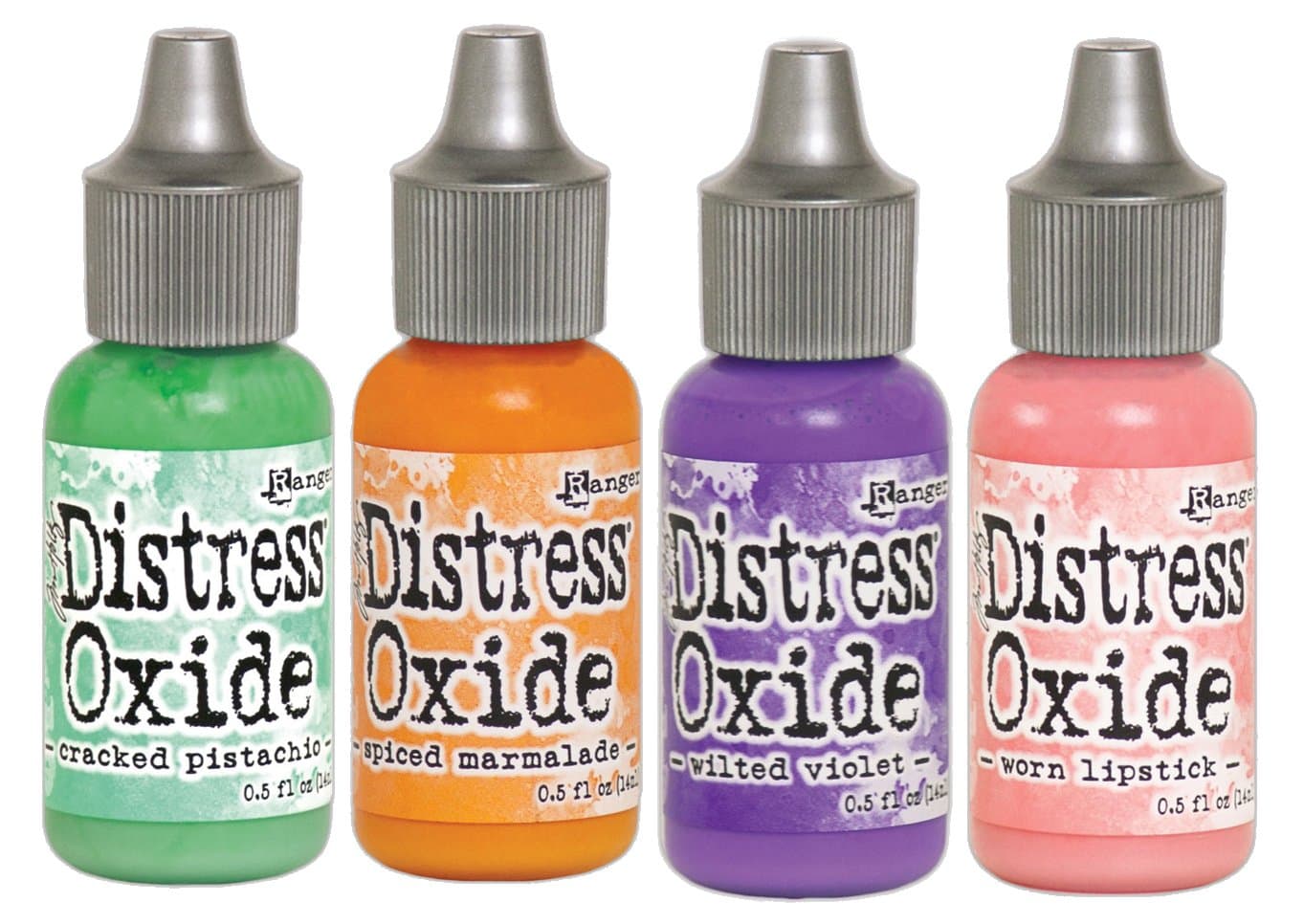 Special Bundle: Ranger Tim Holtz Distress Oxide Reinkers 4 Pack - Cracked+Spiced+Wilted+Worn (D2)