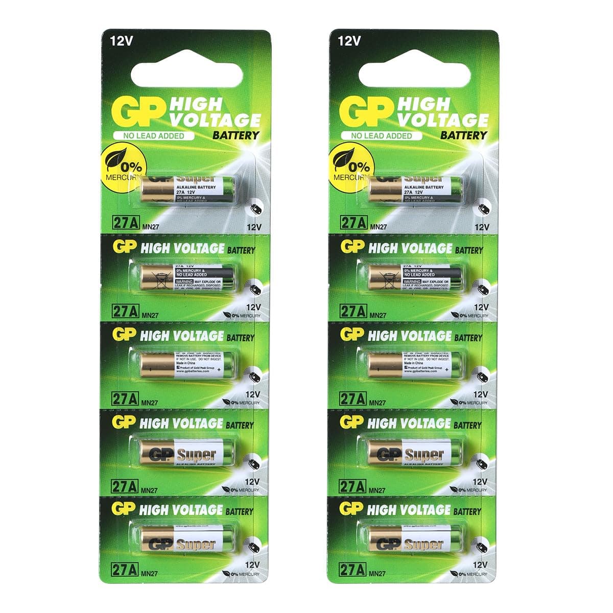 GPBatteries H/Volt Alkaline 12V GP 27A Size 27A Pack of 10 Batteries