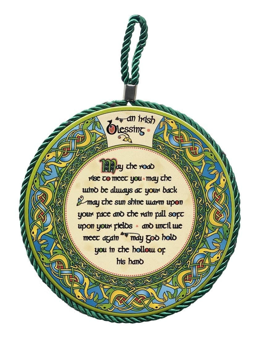Irish Weave Ceramic Pot Stand / Hanging Decoration With Irish Blessing Design