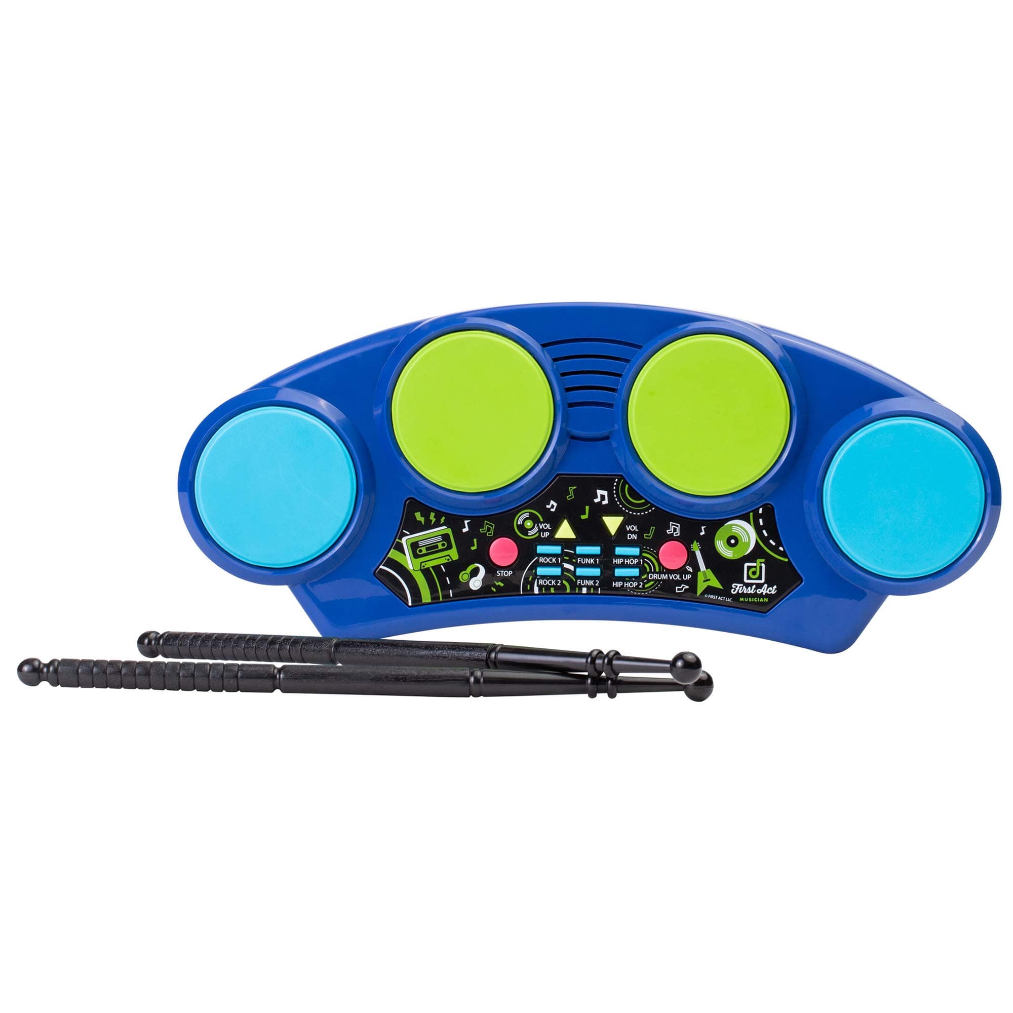 First Act Toy Drum Pad, 14.75 Inch - 4 Drums, 2 Drumsticks, Dance Beats & Hip Hop Music - Drum Pad for Kids and Beginners – Drop the Beat with First Act
