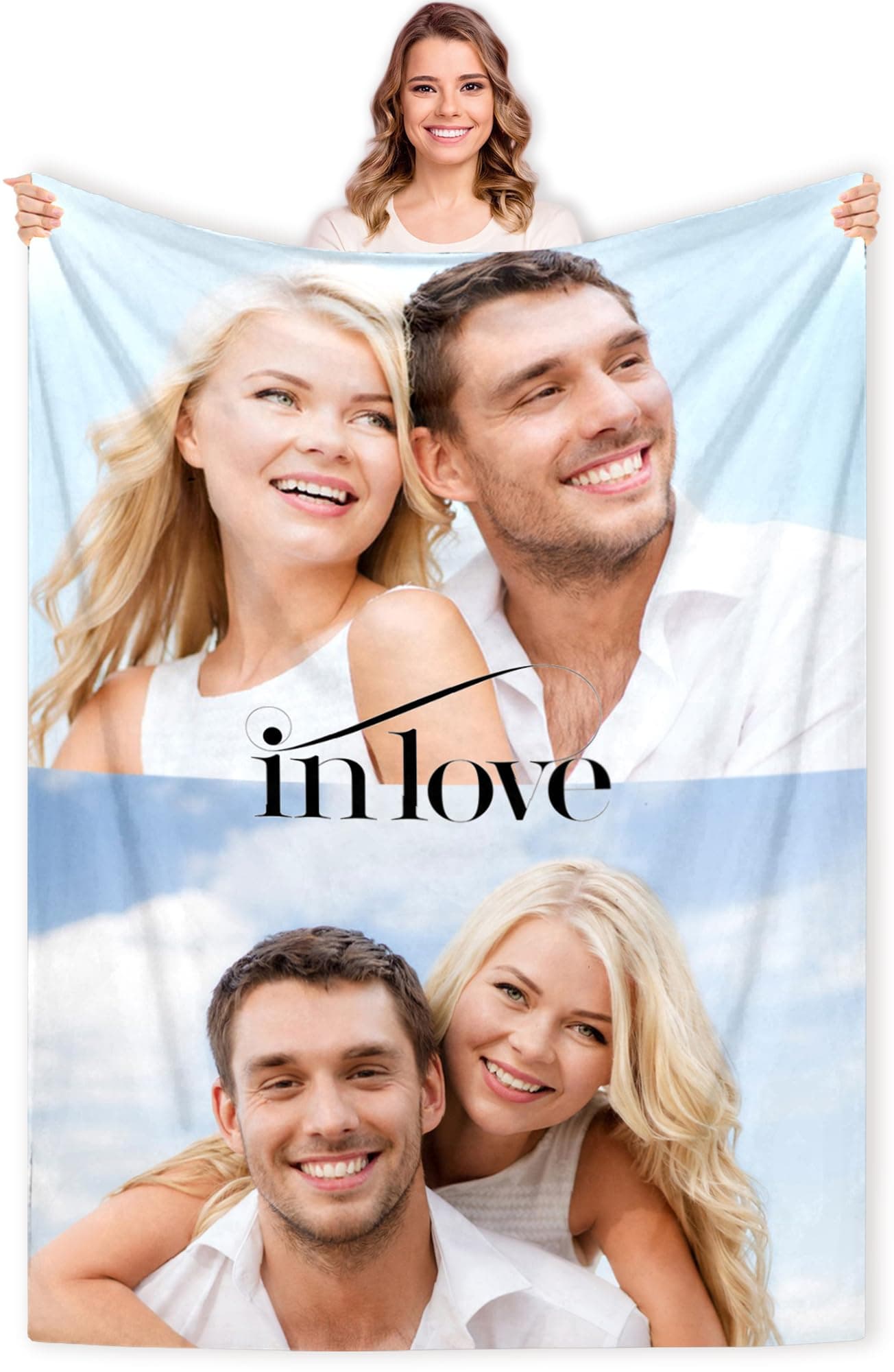 personalised blanket Custom Blanket with Photos Text.Custom Blanket with 1-9 Photo Collages.Flannel Blankets for Family Birthday Wedding Gift Fits Couch Sofa Bedroom Living Room-80cmX120cm