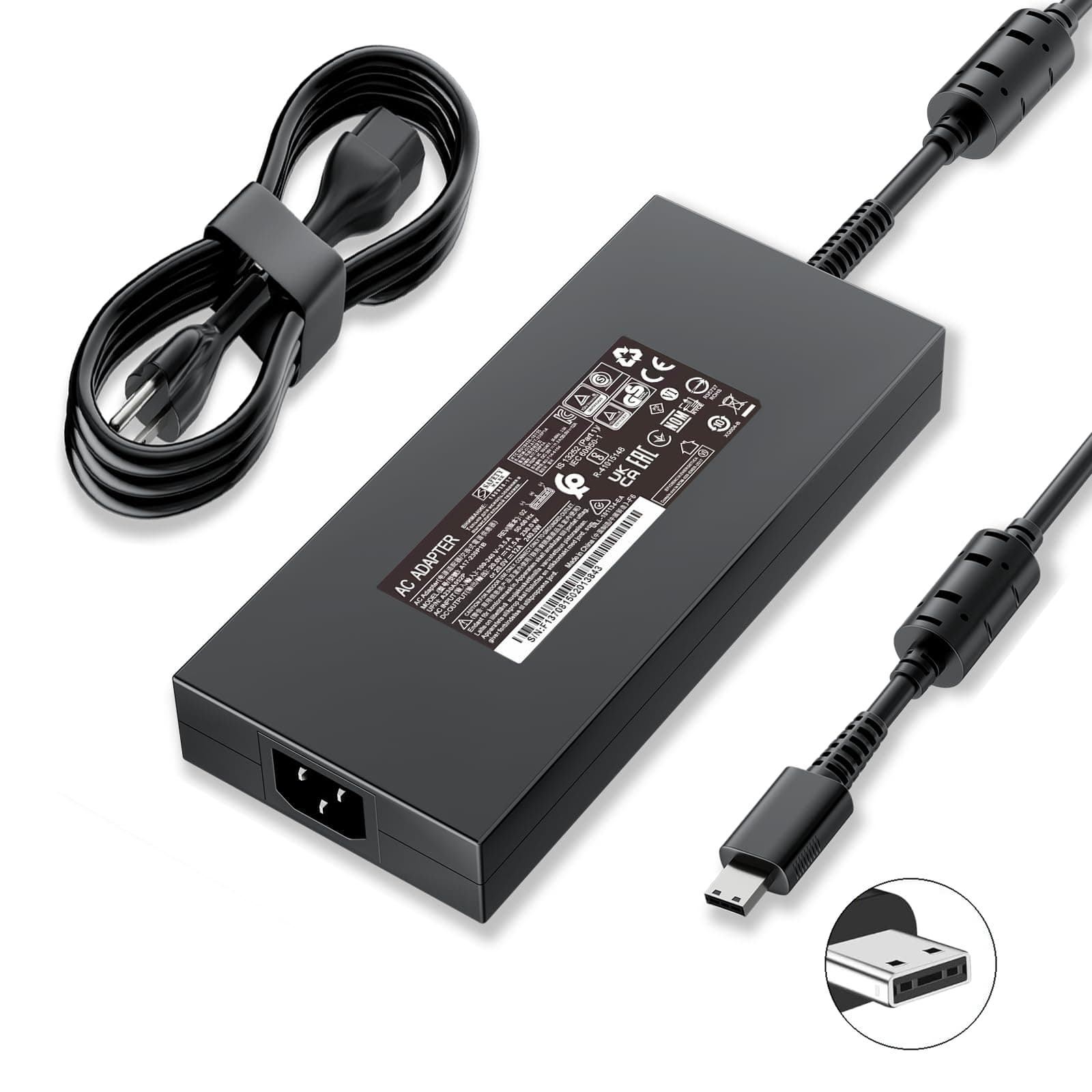 230W 240W USB Tip AC Adapter Fit for MSI Gaming Laptop Charger; GE76 GE66 Raider GP76 GP66 Leopard Creator Pro Z16 Z16P Z17 HX Studio S93-0409380-D04 ADP-230GB D A17-230P1B 957-1541XP-108 Power Supply