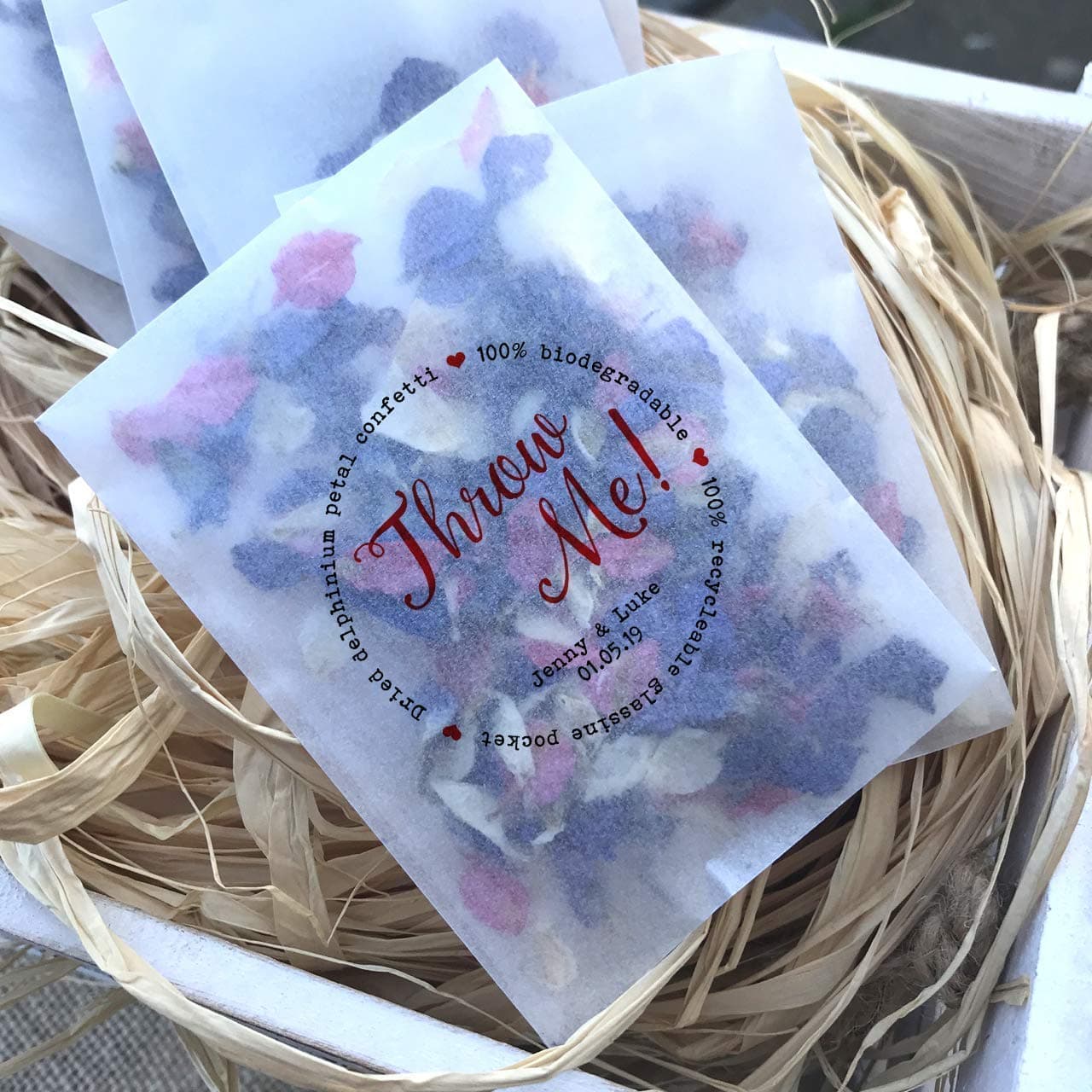 Eco-friendly glassine wedding confetti bags - different sizes available - Throw Me biodegradable wedding favor bags