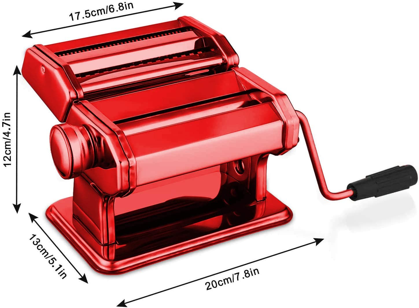 Pasta Maker Machine,Hand Crank Noodle Maker Stainless Steel Noodles Cutter with Clamp for Spaghetti Lasagna Tagliatelle