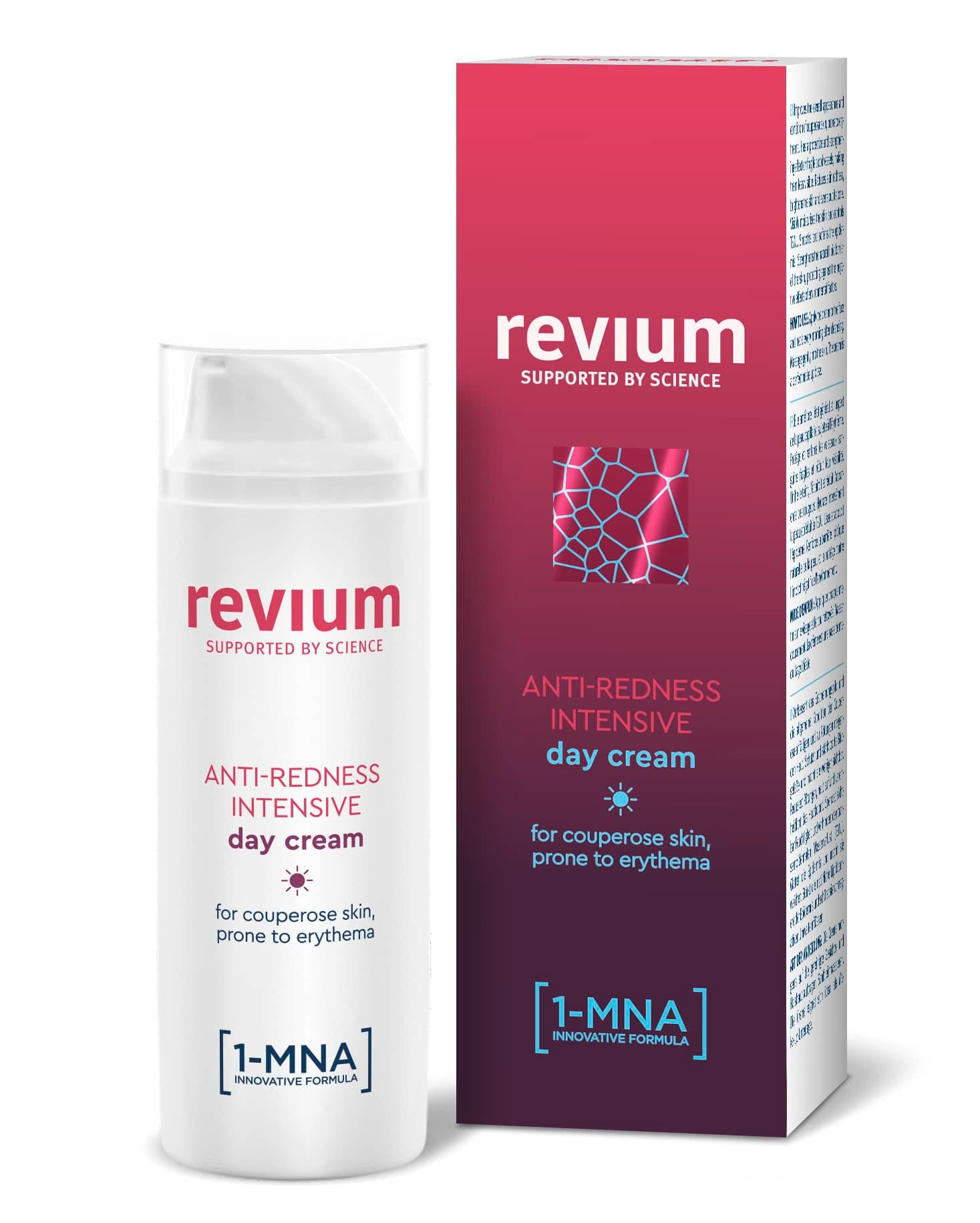 Rosacea Anti-Redness Intensive Day Cream for Couperose Skin Prone to Erythema, with UVA and UVB Filters, 1-MNA Molecule, Corallina Officinalis Red Algae Extract, Acerola Fruit, 50ml