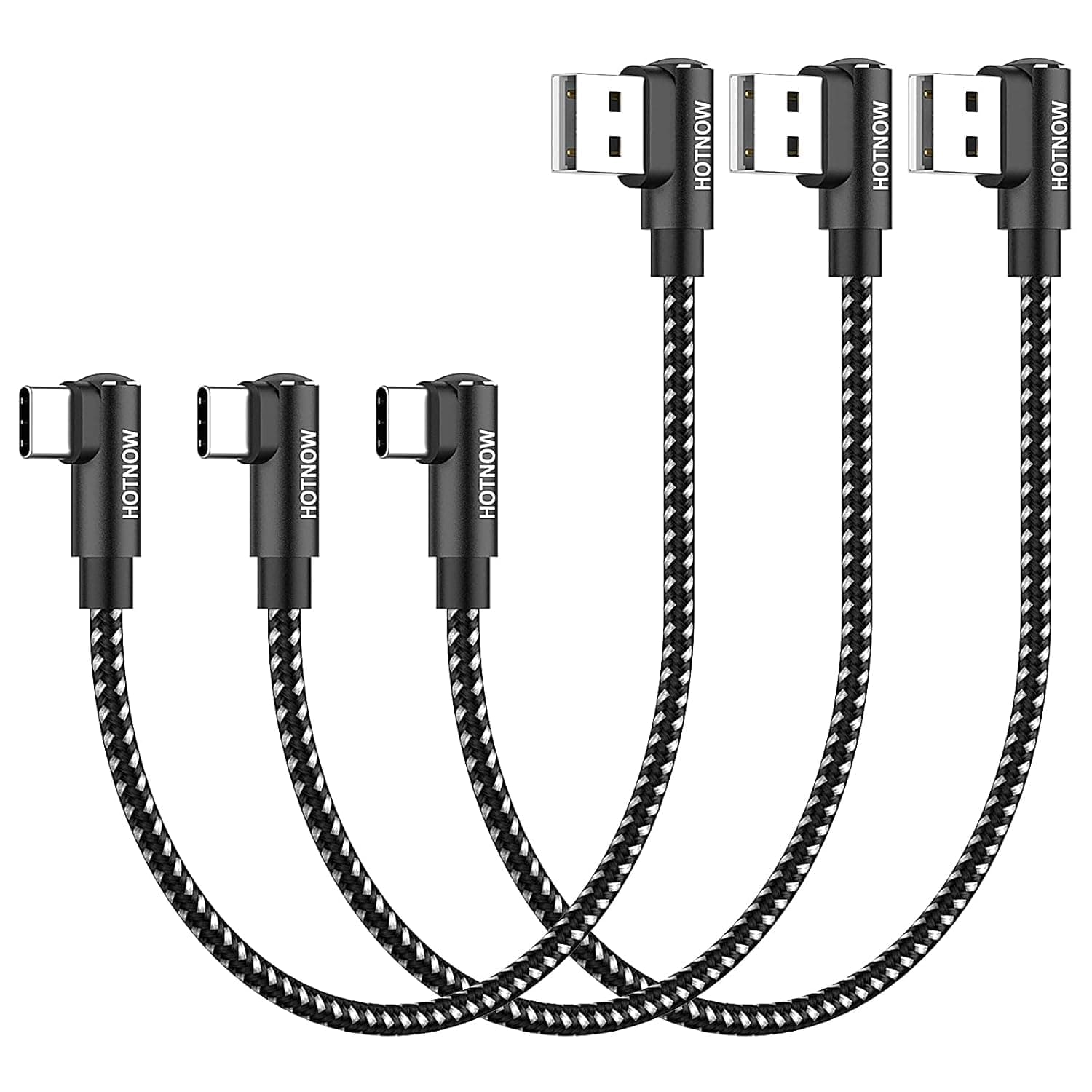 – Short USB C Cable Right Angle 30cm 3 Pack, 0.3M Portable USB-C Charger Nylon Braided Fast Charging Cable for Samsung Galaxy S10 S9 S8 Plus Note 9 8, Power Bank and Other Type C Devices