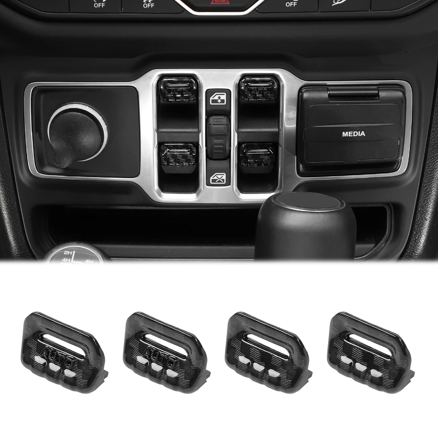 CheroCar for Jeep JL Window Switch Button Cover Trim Interior Accessories for Jeep Wrangler JL JLU Gladiator JT 2018-2021 (Carbon Fiber)