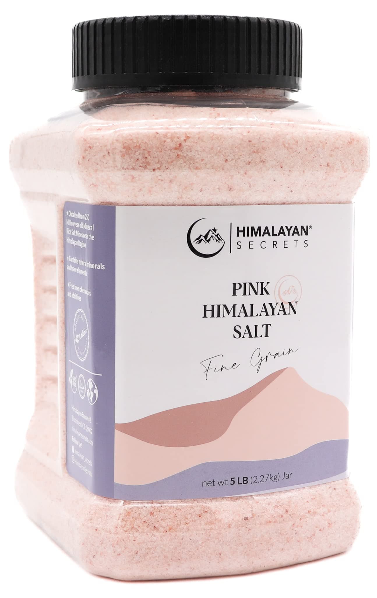 Gourmet Pink Himalayan Salt - Bulk 5LB Jar - 100% Natural Healthy Salt Packed with Minerals - Kosher Certified (5 LB Fine Jar)