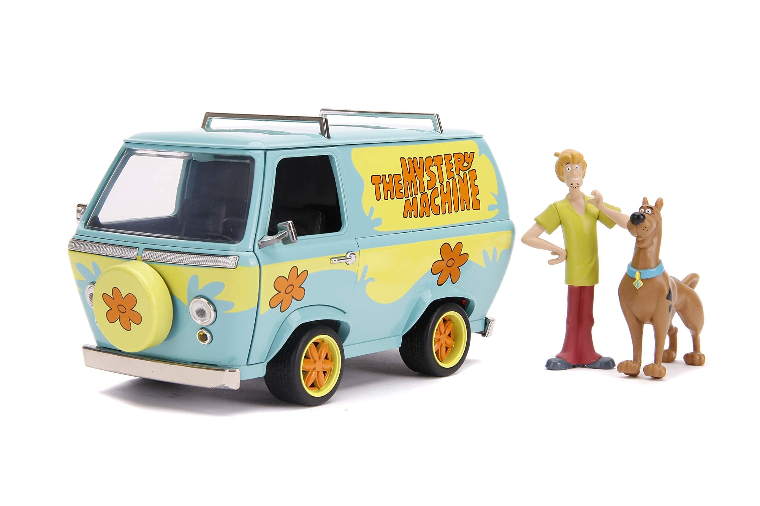 Scooby-Doo 1:24 Mystery Machine Die-cast Car with 2.75" Shaggy and Scooby Figures, Toys for Kids and Adults