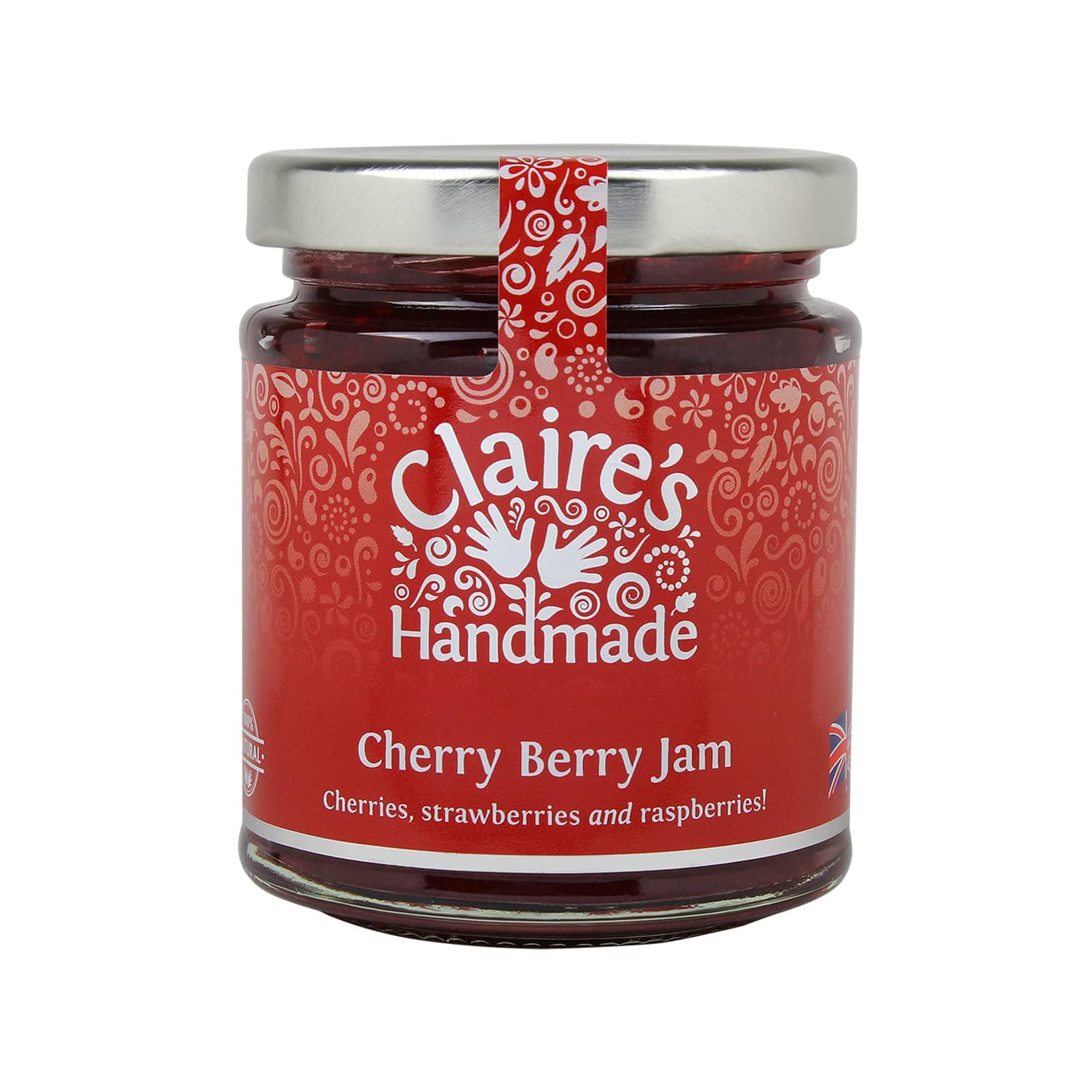 Claire's Handmade - Cherry Berry Jam (227g) - Traditionally Made Breakfast Treat Jam Packed with Cherries, Strawberries & Raspberries, Suitable for Vegetarian, Vegan & Gluten Free Diets, GMO Free