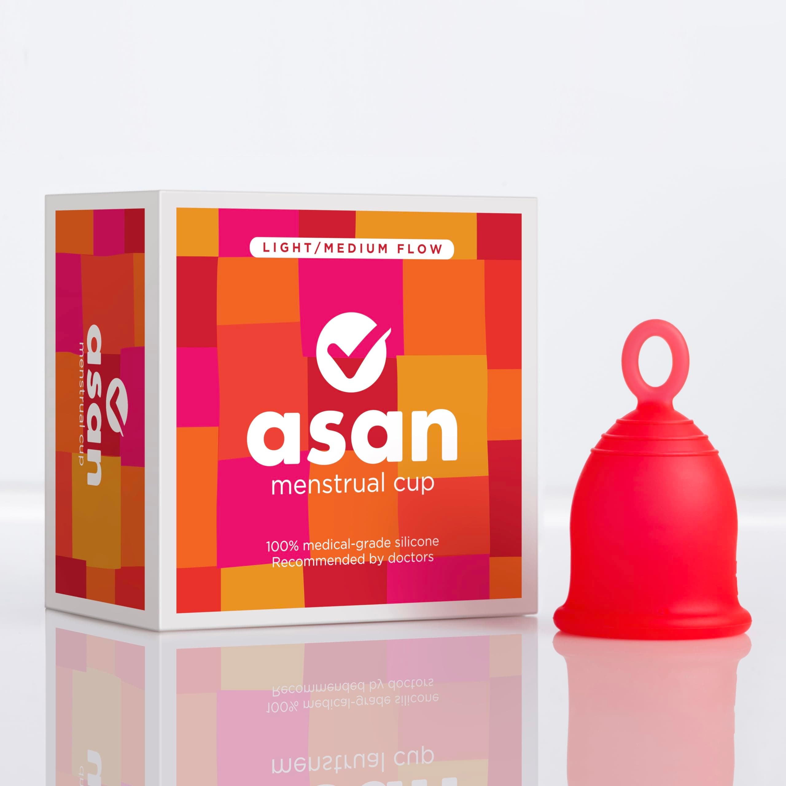 Asan menstrual cup - light/medium flow Pack of 2 | Easiest cup to insert & remove I Special ring design | Premium medical grade silicone I Designed in the USA…