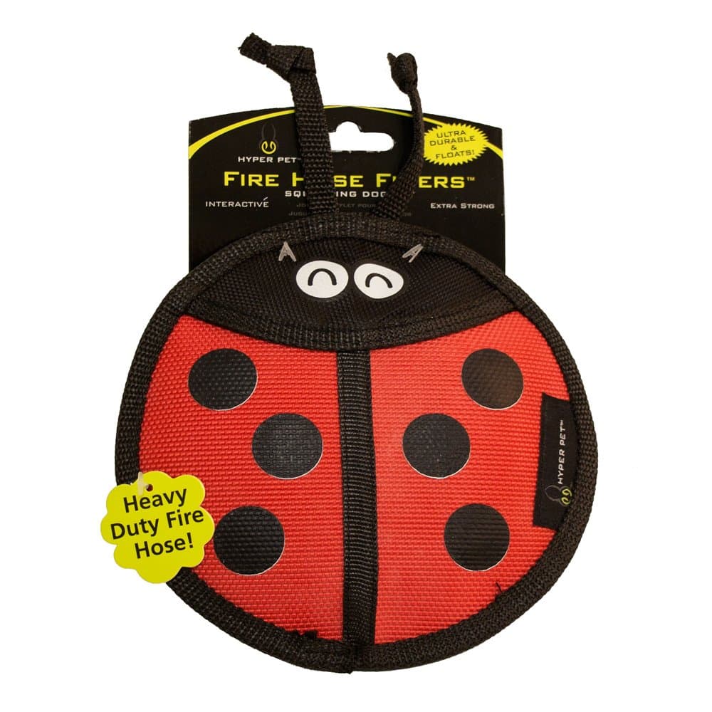 Firehose Flyers Ladybug Durable Squeaky Dog Toy 9.8 x 1.2 x 6.5 inches