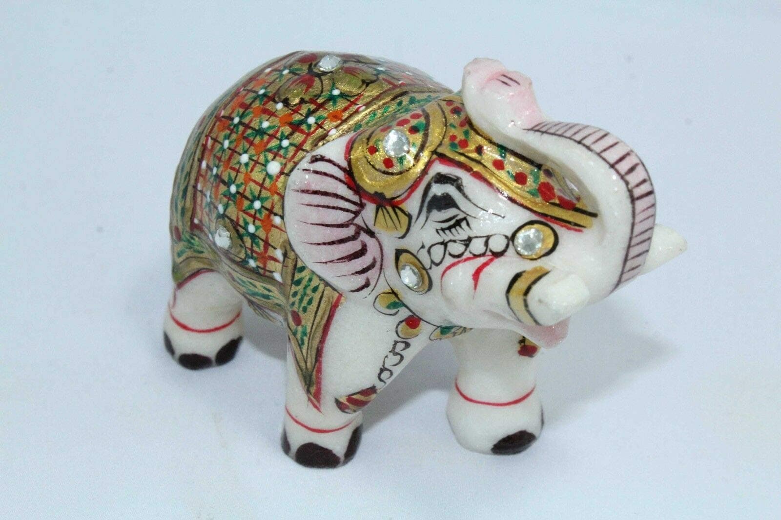 PH White Marble Stone Elephant Figure Gold Hand Painted Home Decorative Gift Item