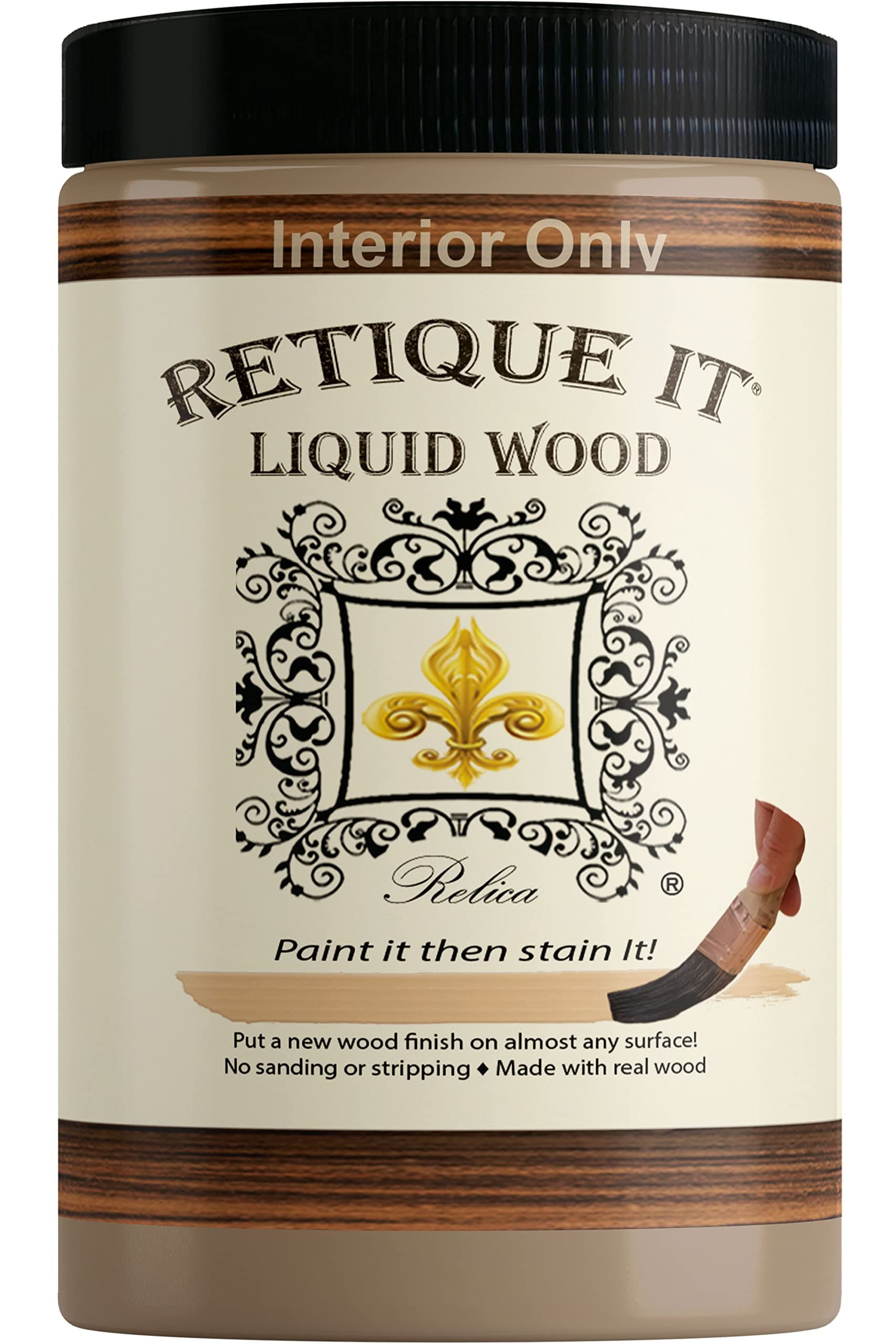 Retique It Liquid Wood - Light Wood Quart - Paint it then stain it - Stainable Wood Fiber Paint - Put a fresh coat of wood on it (32oz Light Wood)