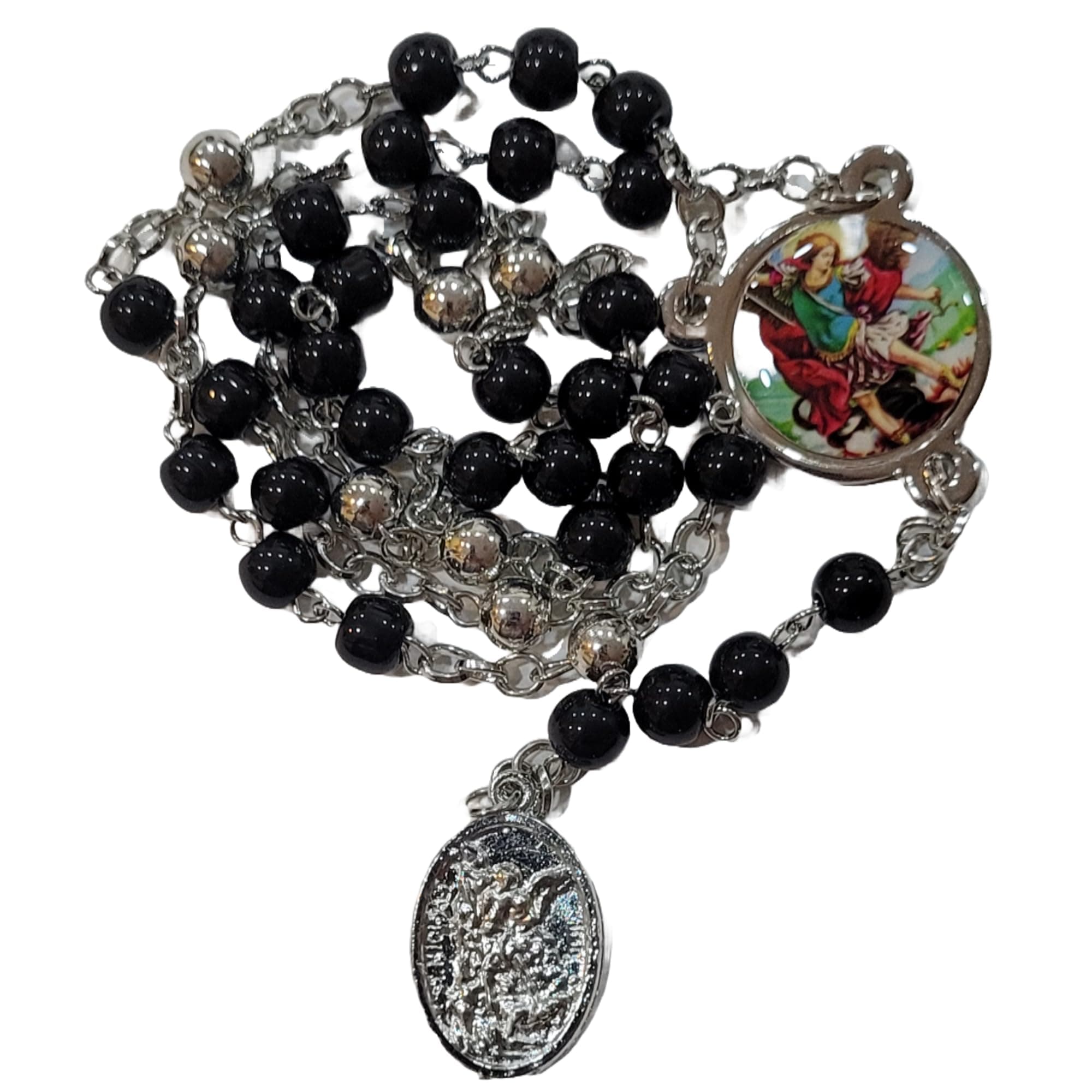 Special St Michael Rosary For Praying With St Michael Pendant | Chaplet Of St Michael With Prayer For Unisex Adult (Black)
