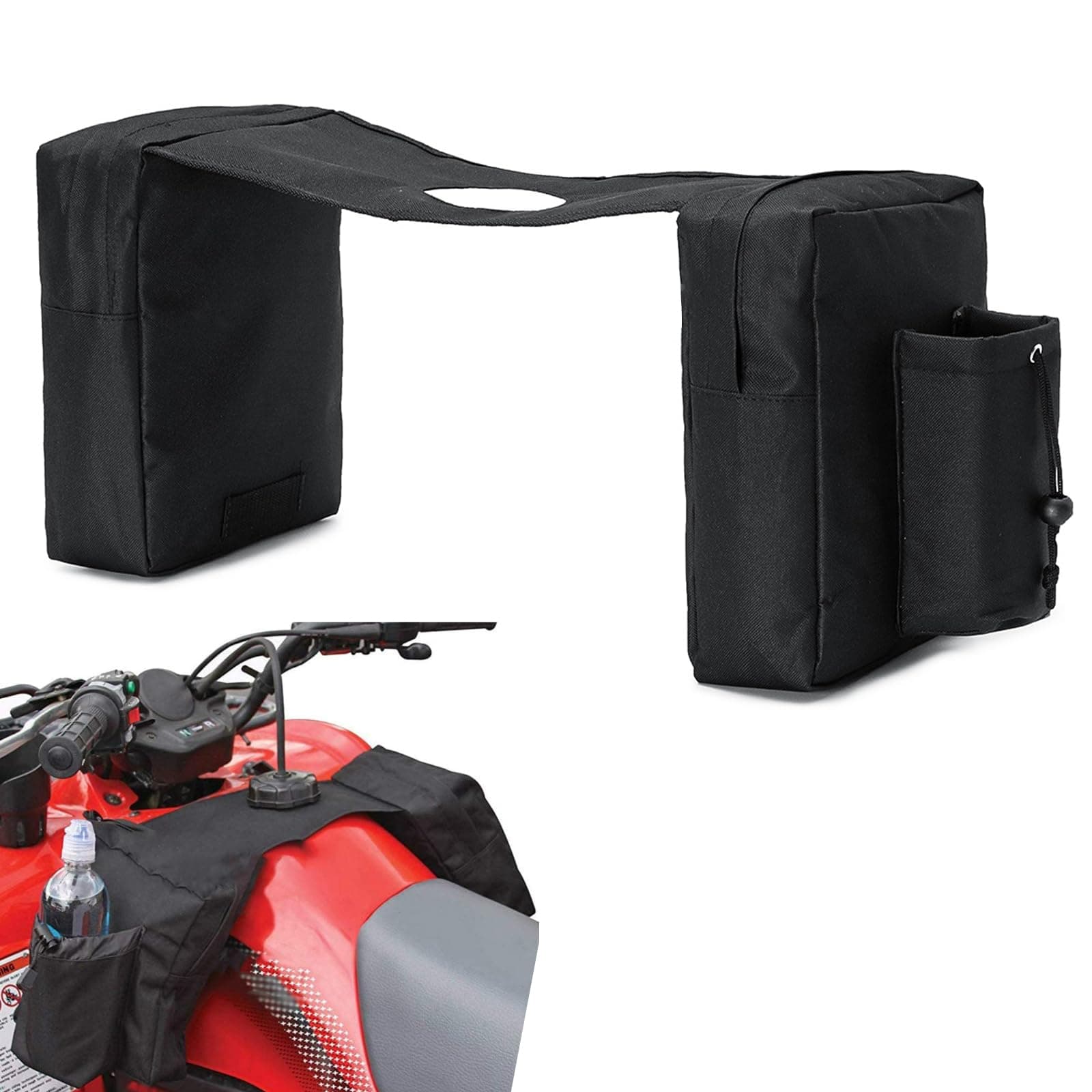 1 PC Motorcycle Front Hanging Bag, 19.6" x 8.2" x 10.2" Waterproof Large Capacity Saddle Bag, Quick Release Portable Storage Bag for Adventure Sports, Universal for Motorcycles ATVs (Black)