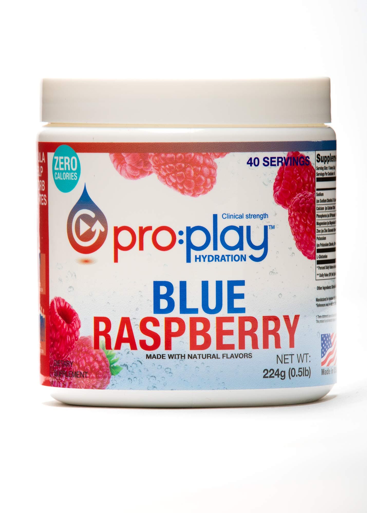 pro:playElectrolyte Hydration Drink with Magnesium, Sugar Free, 40 Serving Tub, Blue Raspberry