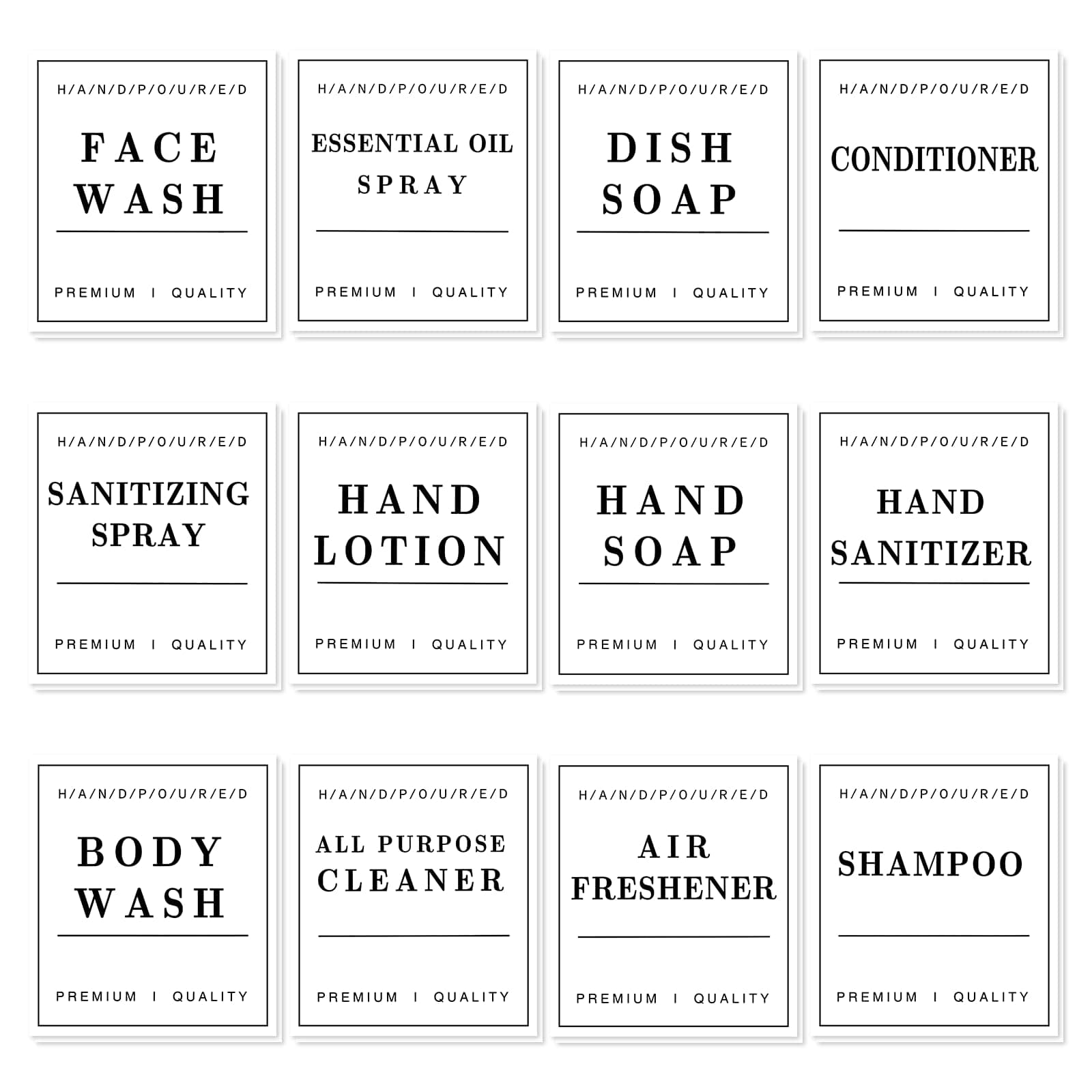 24 Pcs Waterproof Soap Labels Lotion Labels Reusable Kitchen Hand Soap Dispenser Label Stickers Bathroom Labels Stickers for Shampoo and Conditioner Travel Bottles (White)