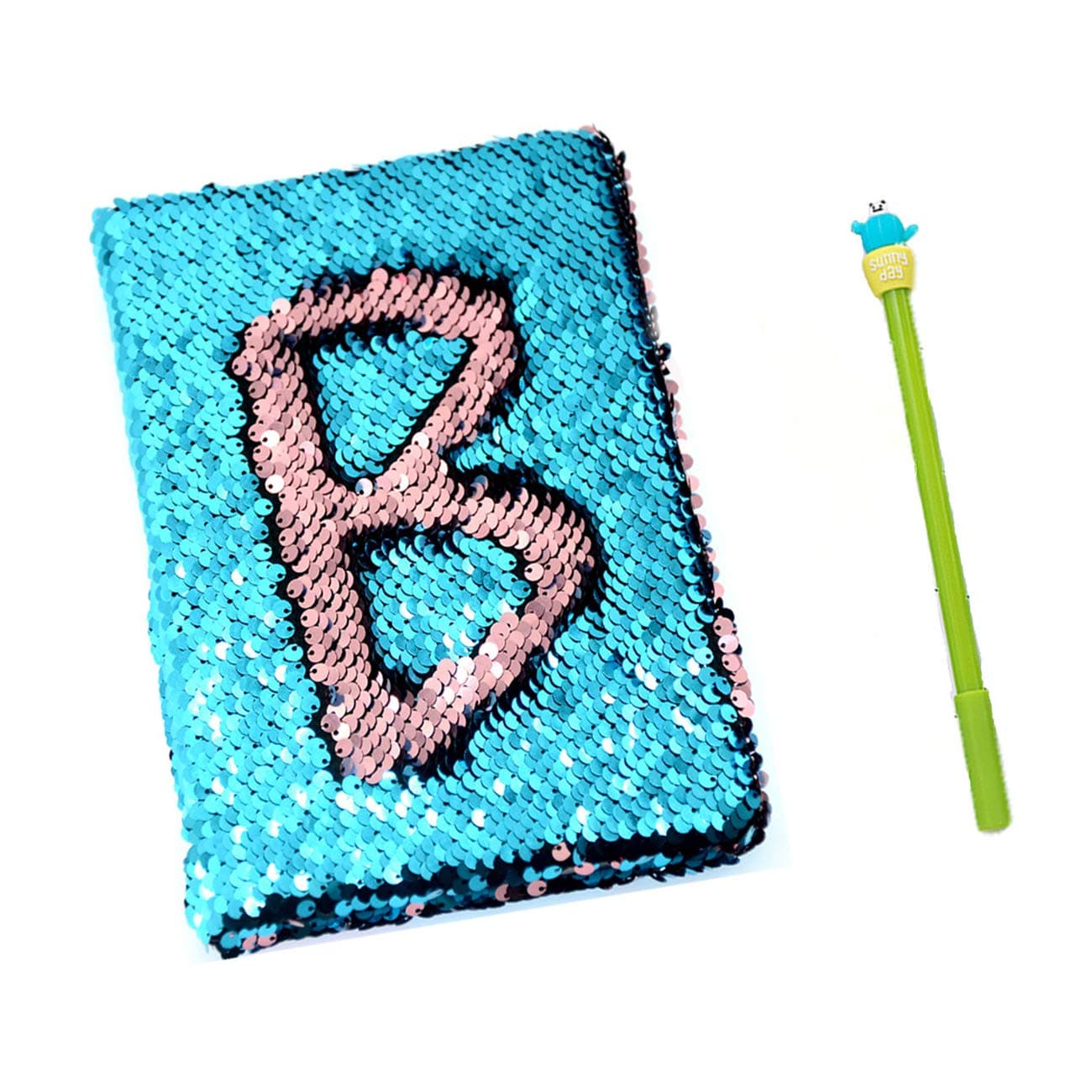 Sequin Notebook – 2 Color Mermaid Reversible Sequin Journal – Magic Travel Journal Notebook Gift for Adults and Kids (pink-blue)