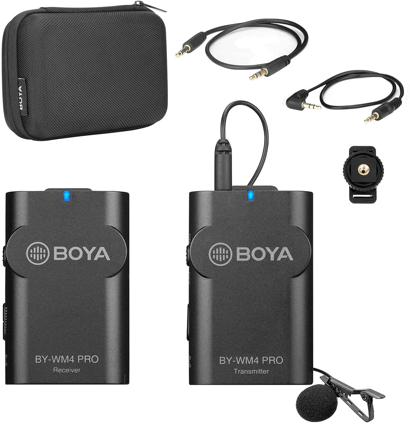 BOYA BY-WM4 PRO-K1 2.4GHz Wireless Lavalier Mic, Omnidirectional Microphone System Audio Recording with Easy Clip On, 3.5mm Plug for Canon Nikon Sony DSLR Camera, Camcorder, iPhone Huawei Smartphone