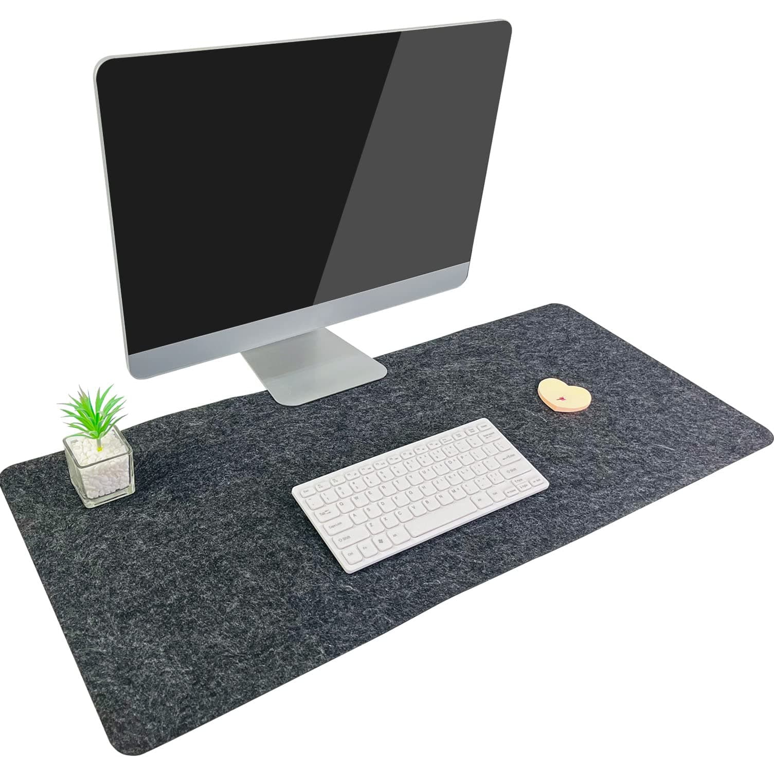 DAWNTREES Extra Large Felt Desk Pad,39.4" X 15.8" Large Keyboard Mat, Mouse Pad, Grey Computer XL Desk Pad (Dark Gray)