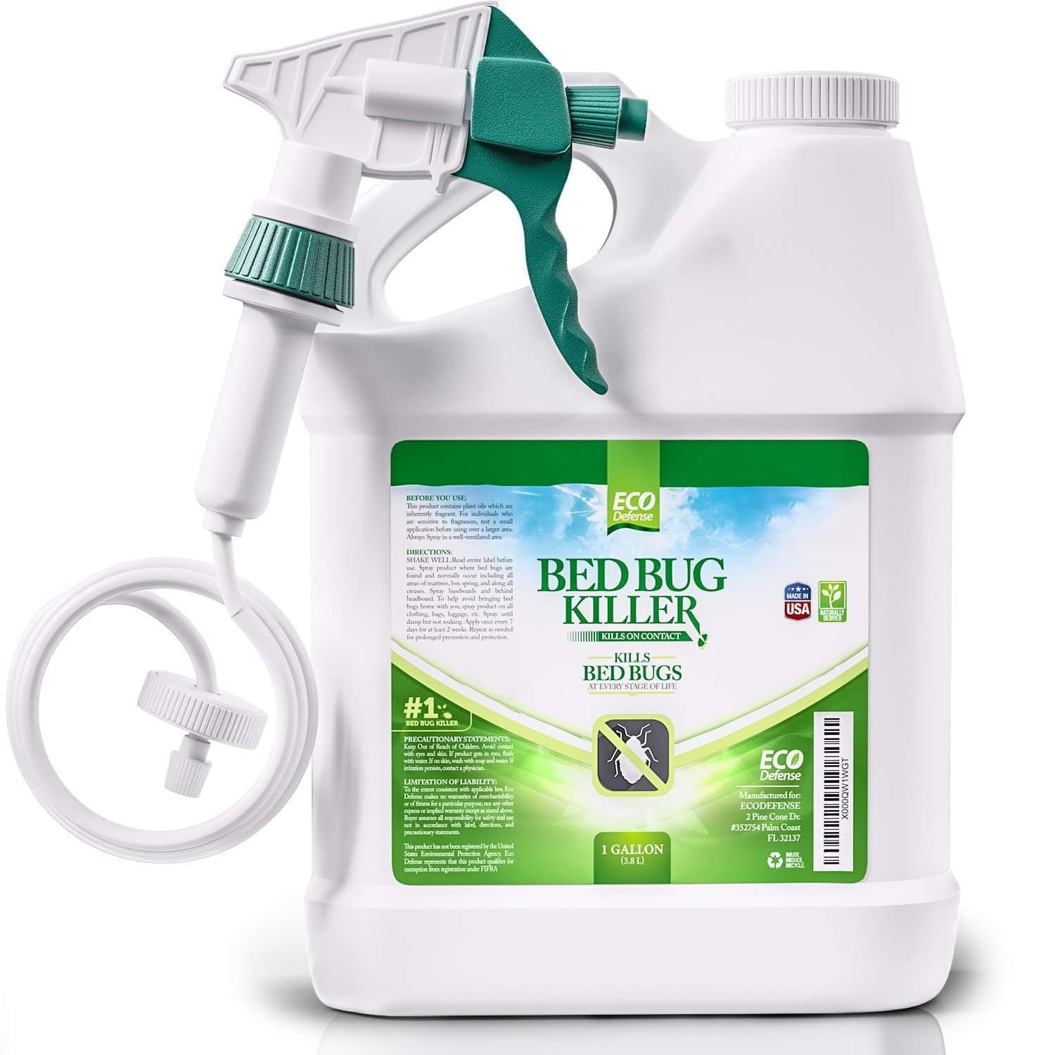 Eco Defense Bed Bug Killer - Bed Bug Spray & Dust Mite Spray - Natural Treatment - 1 Gallon