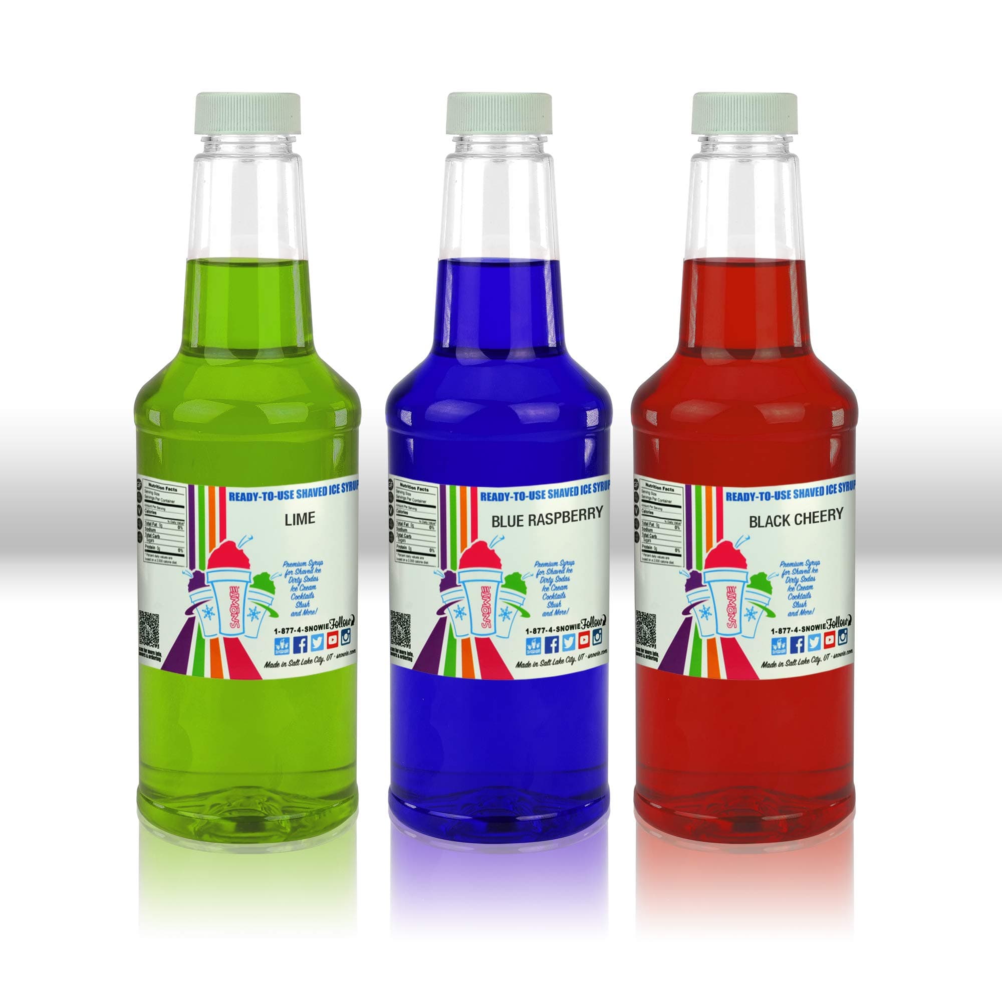 SNOWIE - Premium Shaved Ice Snow Cone Syrup Ready To Use 3 pack (Sugar Free Pack)