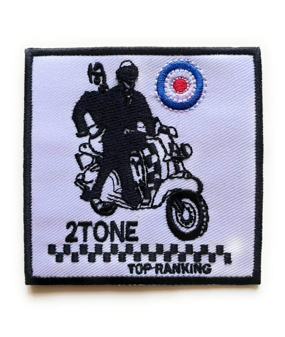 SKA-Sew-on Iron-on Embroidered Patch Scooter MOD 2-Tone (Two Tone)