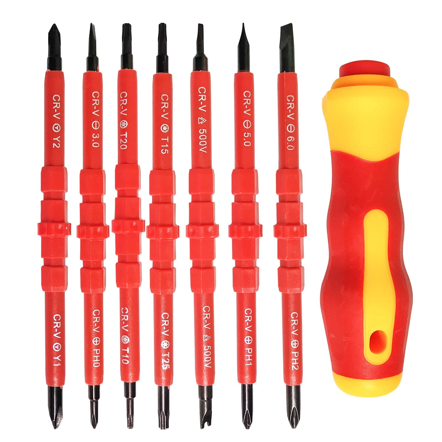 JJQHYCInsulated Screwdriver Set Magnetic 14 in 1 Multi-Functional Compact Electrician Maintenance Tools Kit
