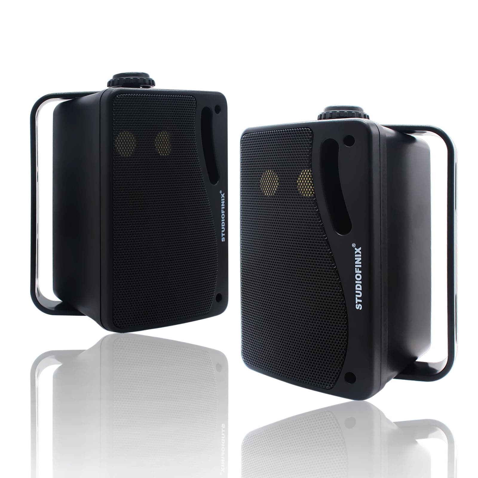 STUDIOFINIX 3.5 Inch Outdoor Bluetooth Speakers Waterproof Wired,3 Way 200W Upgrade Premium Wall Mount Speakers,Ideal use in Patio,Deck, Indoor Outdoor(Black)