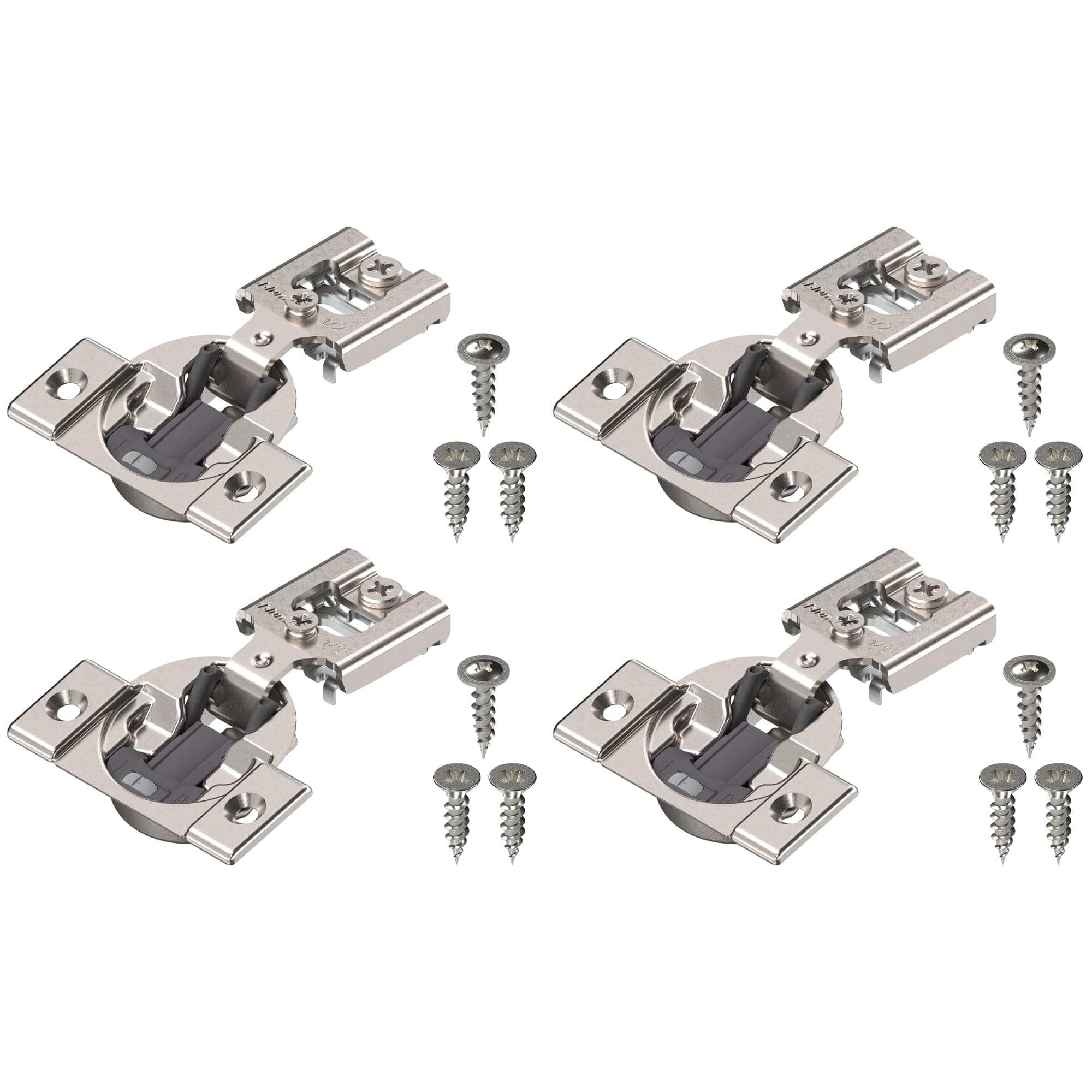 Blum Compact BLUMOTION Hinge (2 Kits), 1/2" Overlay, 105° Opening Angle, Steel, Integrated Soft-Close Hinges for Face Frame Cabinets