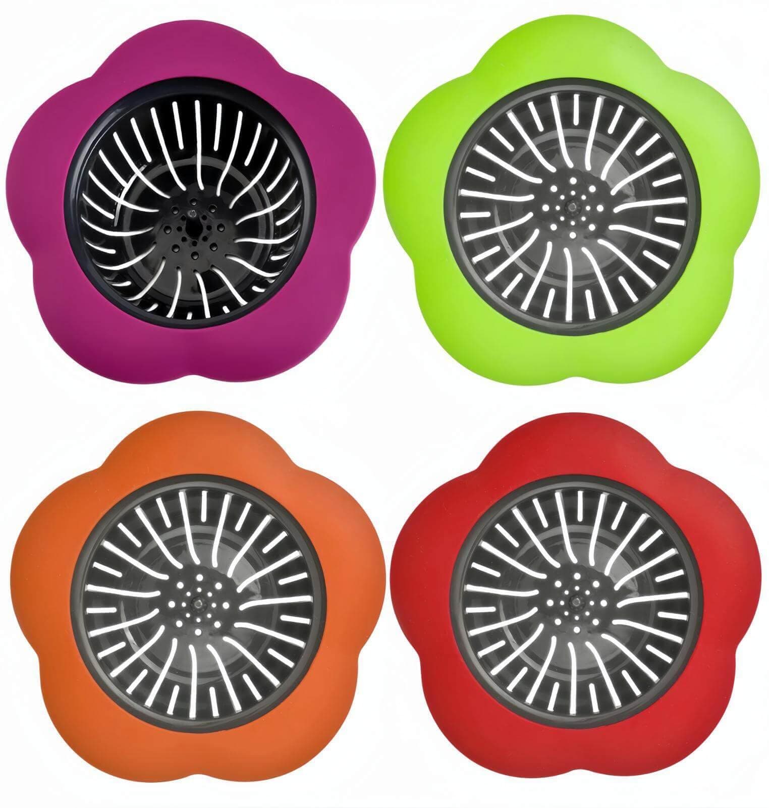 Kitchen Sink Strainer, 4PCS Silicone Sink Strainers, Large Wide Rim 4.5" Diameter Sink Drain Strainer for Kitchen Sink - Multicolor