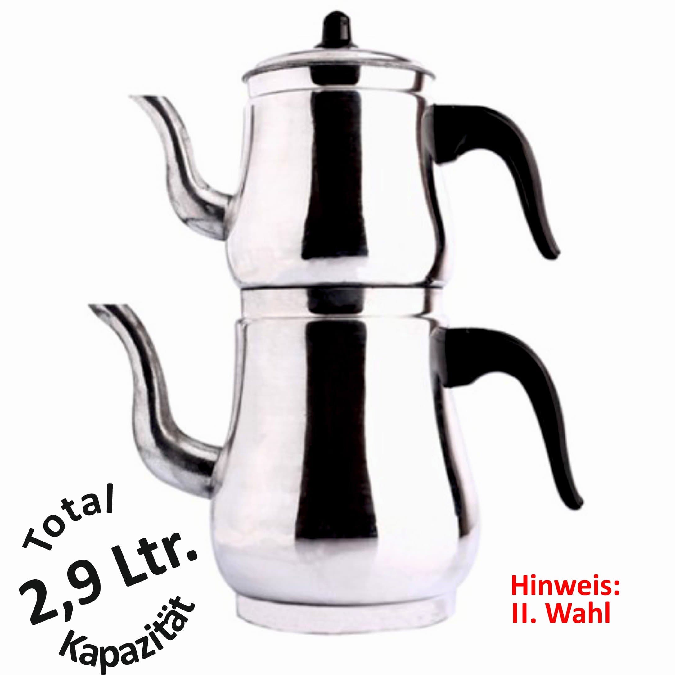 Arkom 400.254 – Total 4 Turkish Tea Set Teapot, Second Quality, Aluminum, 2.9 Litres