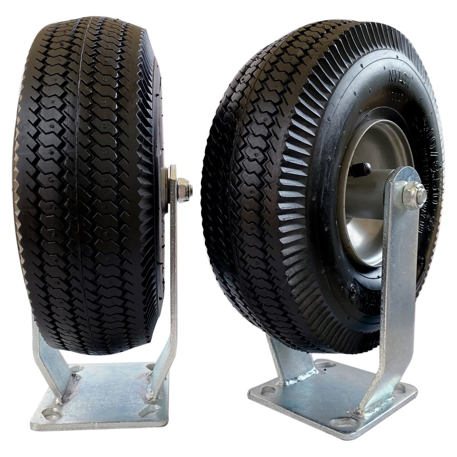 2-Rigid 10" Pneumatic Caster ,Black Rubber Wheel - 800 lbs. Capacity