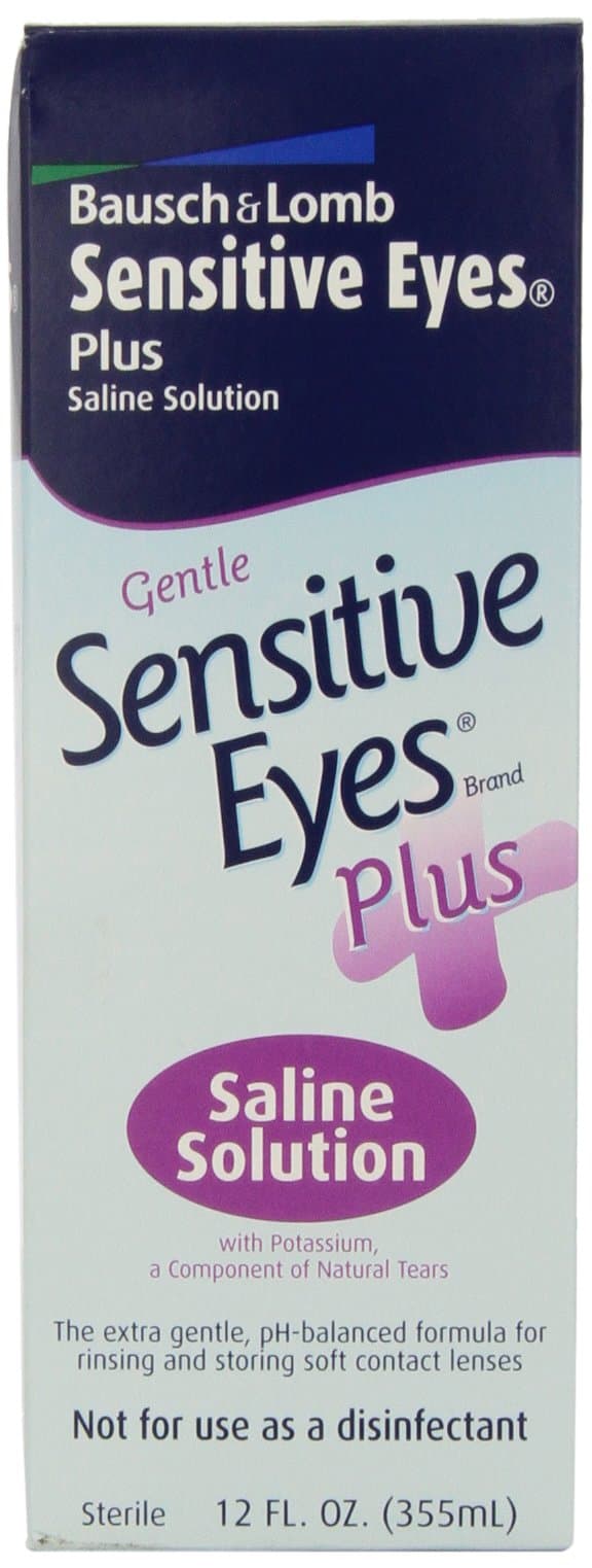 Sensitive Eyes Saline Solution from Bausch & Lomb, for Soft Contact & Gas Permeable Lenses, Saline Solution with Potassium, 12 Fl Oz (355 mL)