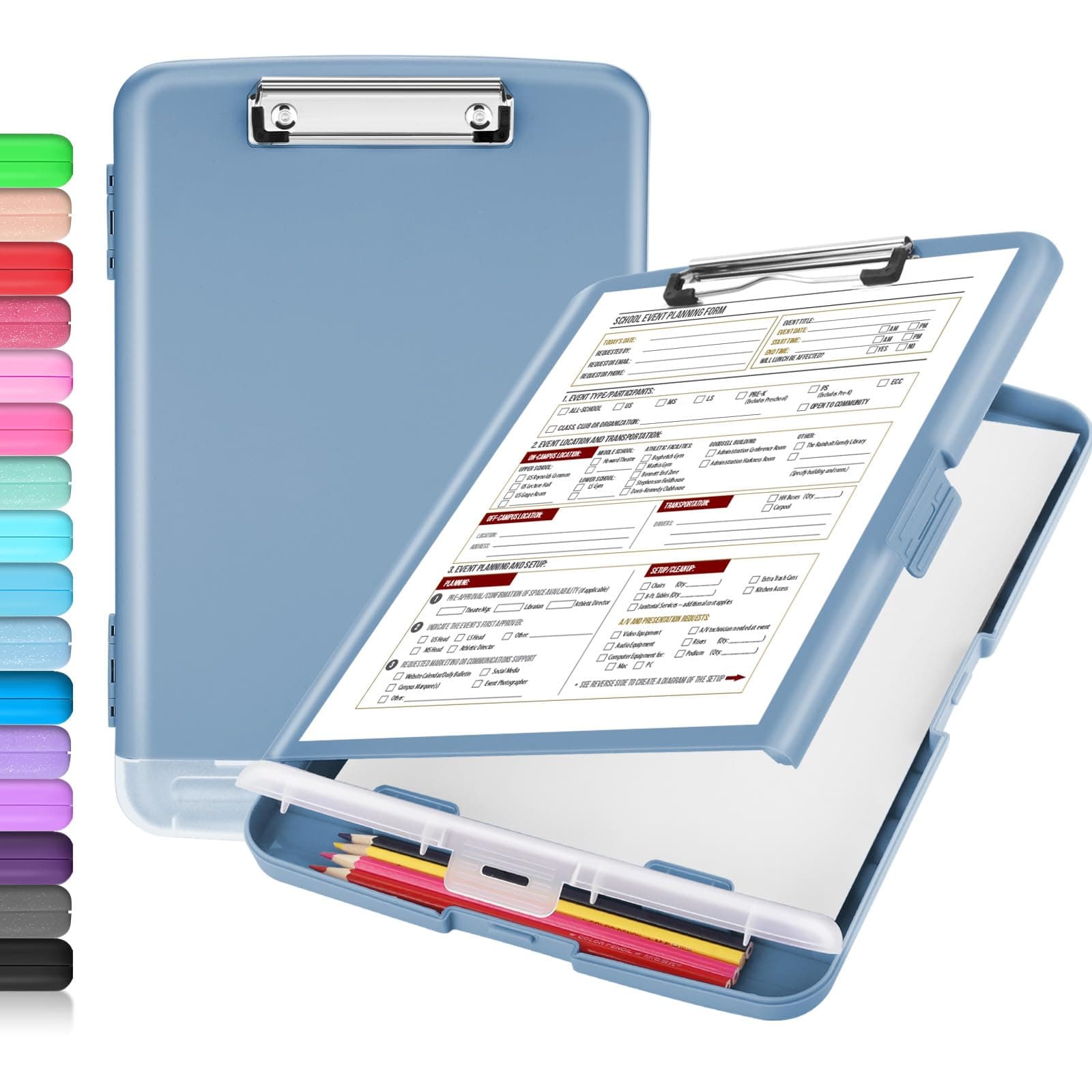 Sooez Clipboard with Storage, High Capacity Nursing Clip Board 8.5 x 11 with Pen Holder & Low Profile Clip, Plastic Clipboards Case Box, Teacher Must Haves School Office Supplies,Letter Size/ A4