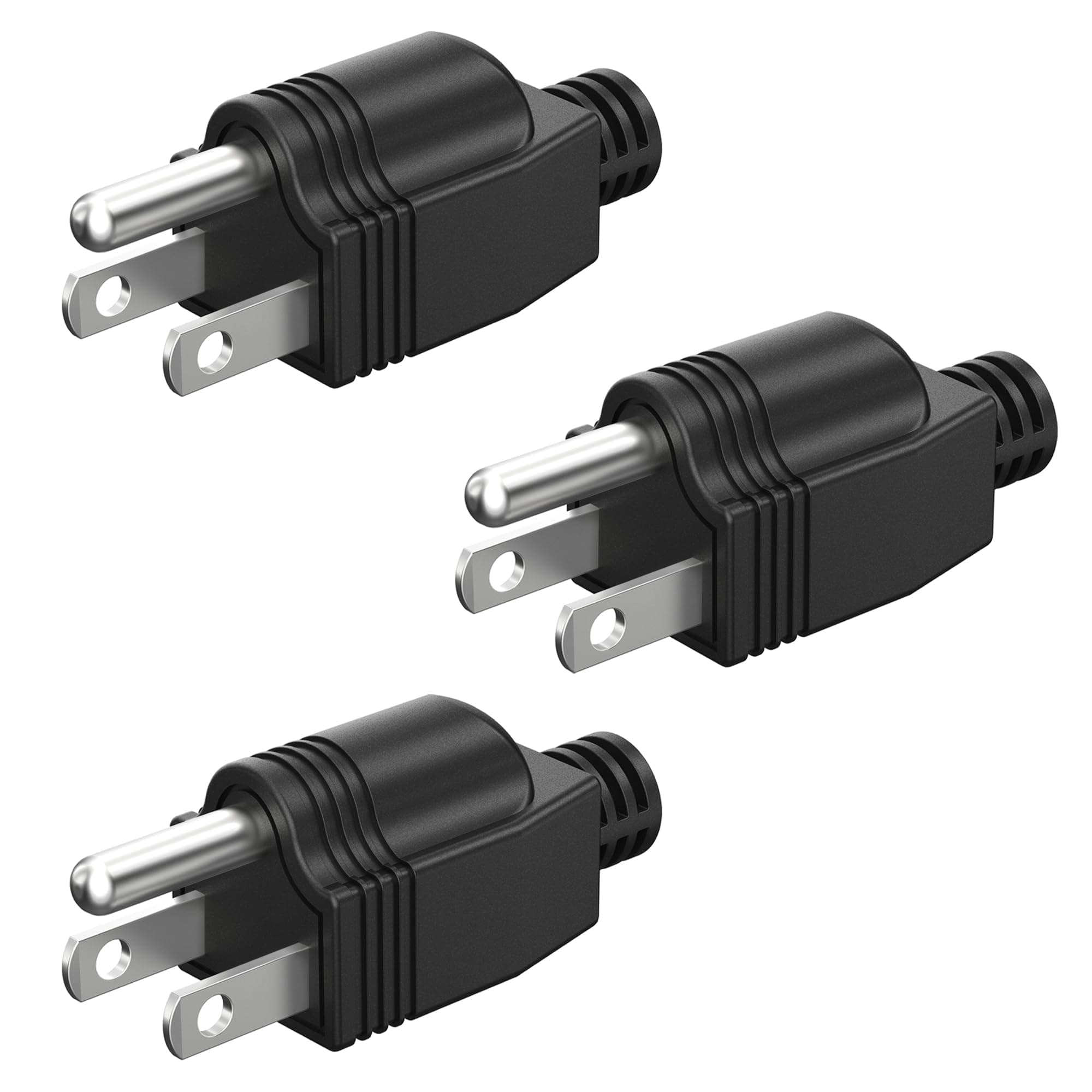 NEMA 5-15P Electrical Replacement Plugs End, Extension Cord Ends 125V 15A 2Pole 3Wire Male Plug,Ground Neutral Generator Plug,3 Prong Power Replacement Plug