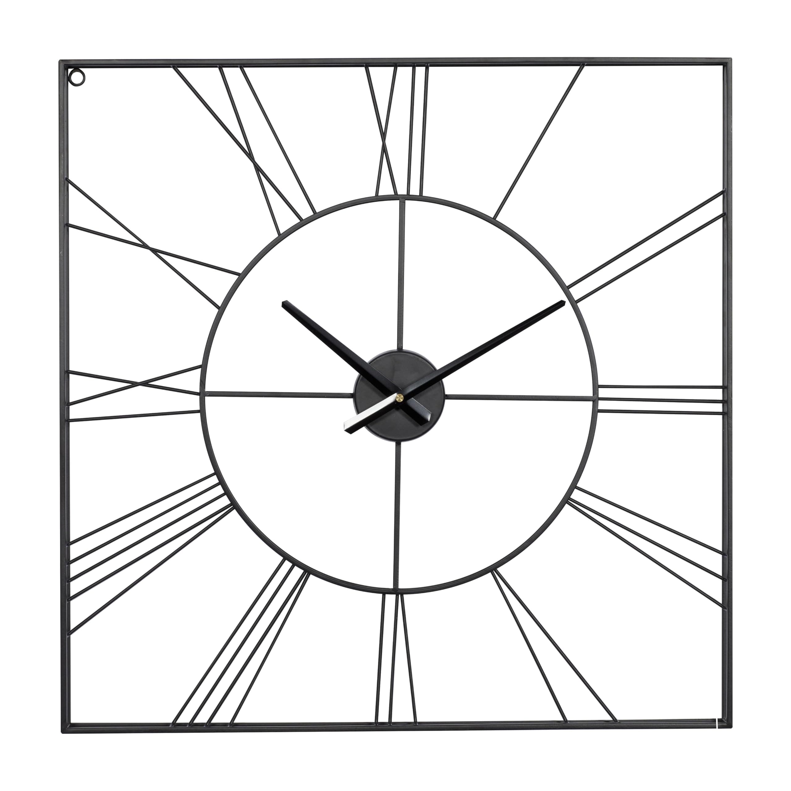 CosmoLiving by Cosmopolitan Metal Open Frame Square Wall Clock, 24" x 2" x 24", Black