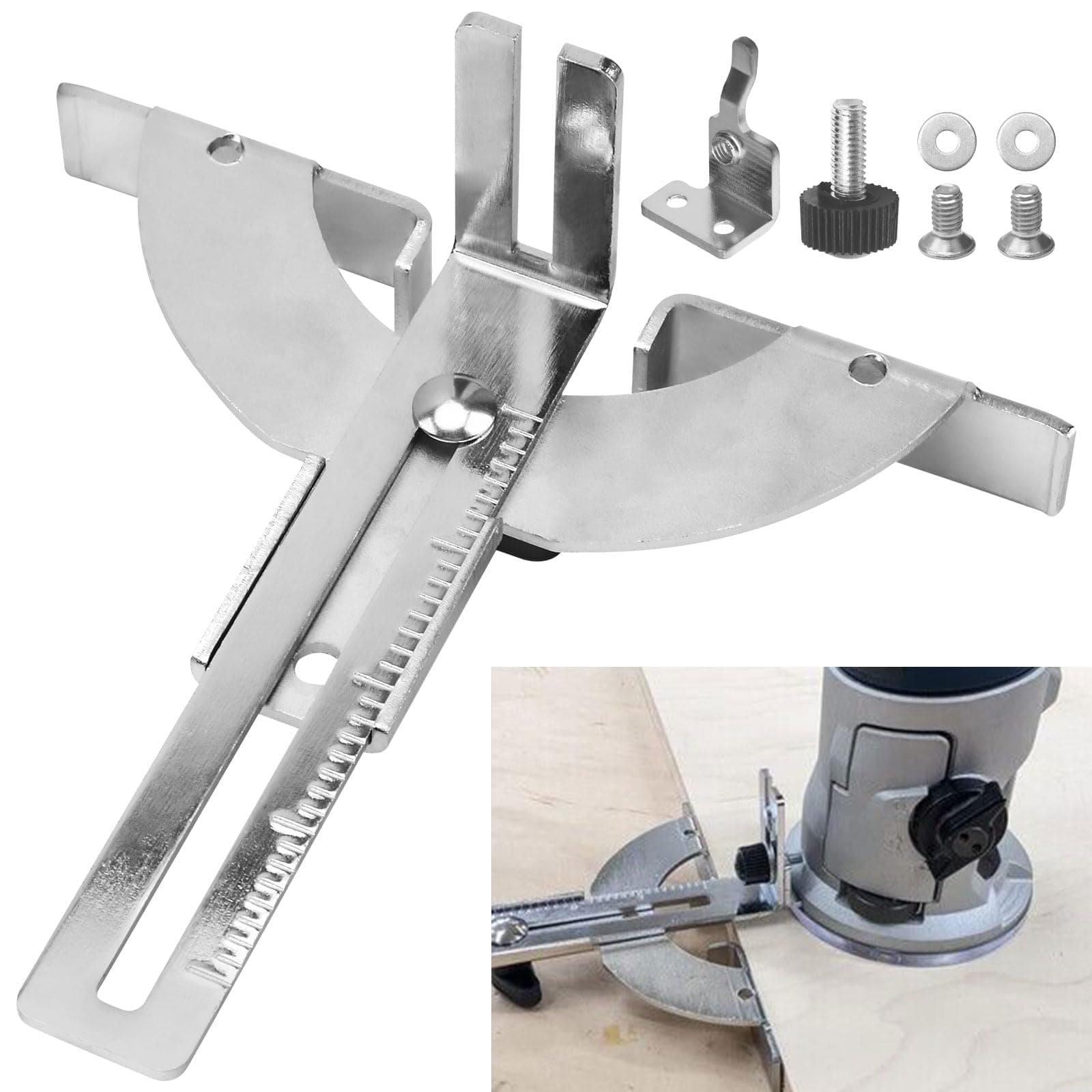 AMTHKNO PR102 Palm Router Edge Guide Sliver, Straight Edge Guide, Compatible with Bosch Palm Routers, Allows Adjustment up to 3-5/8 in