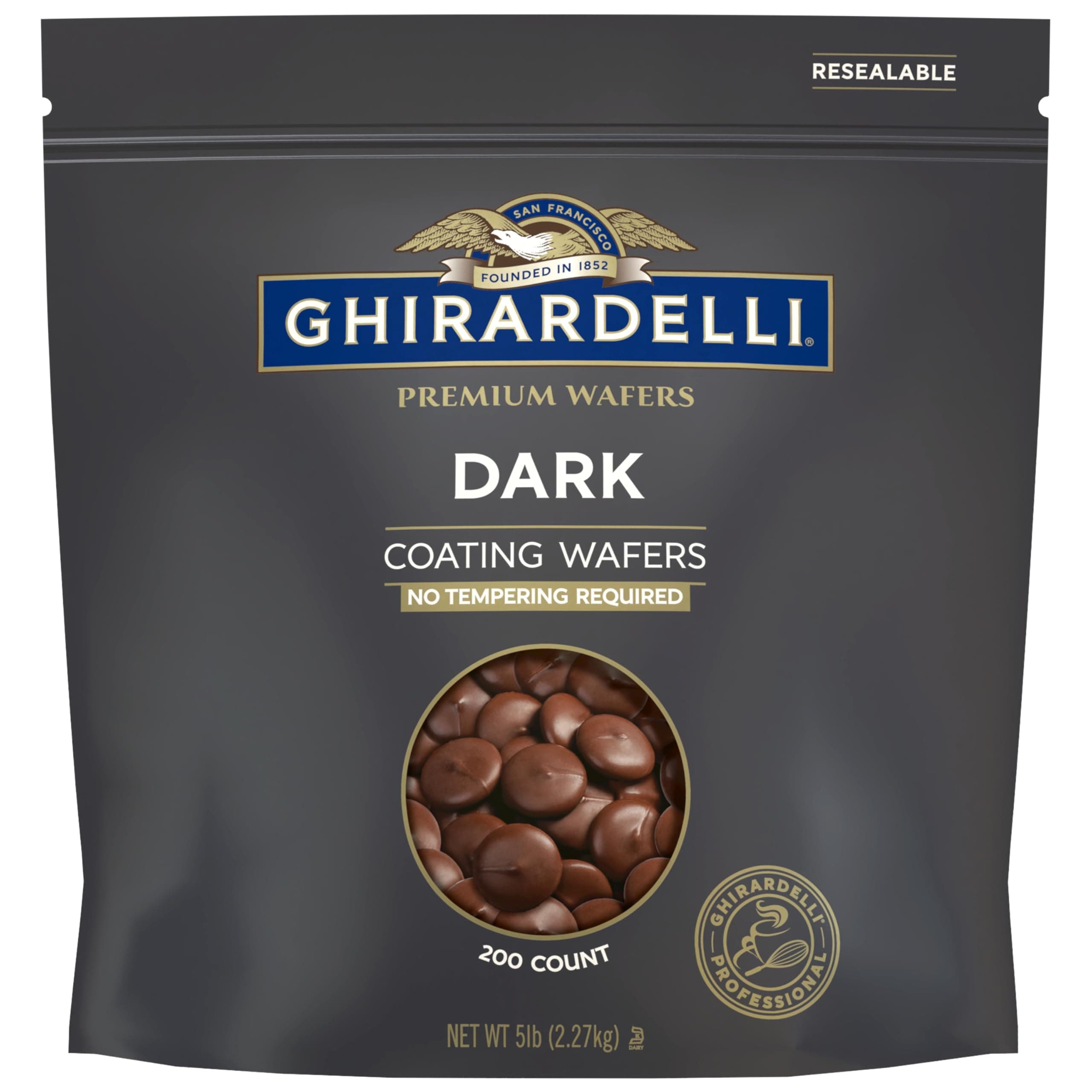 Ghirardelli Premium Dark Coating Wafers, 5lb Bag