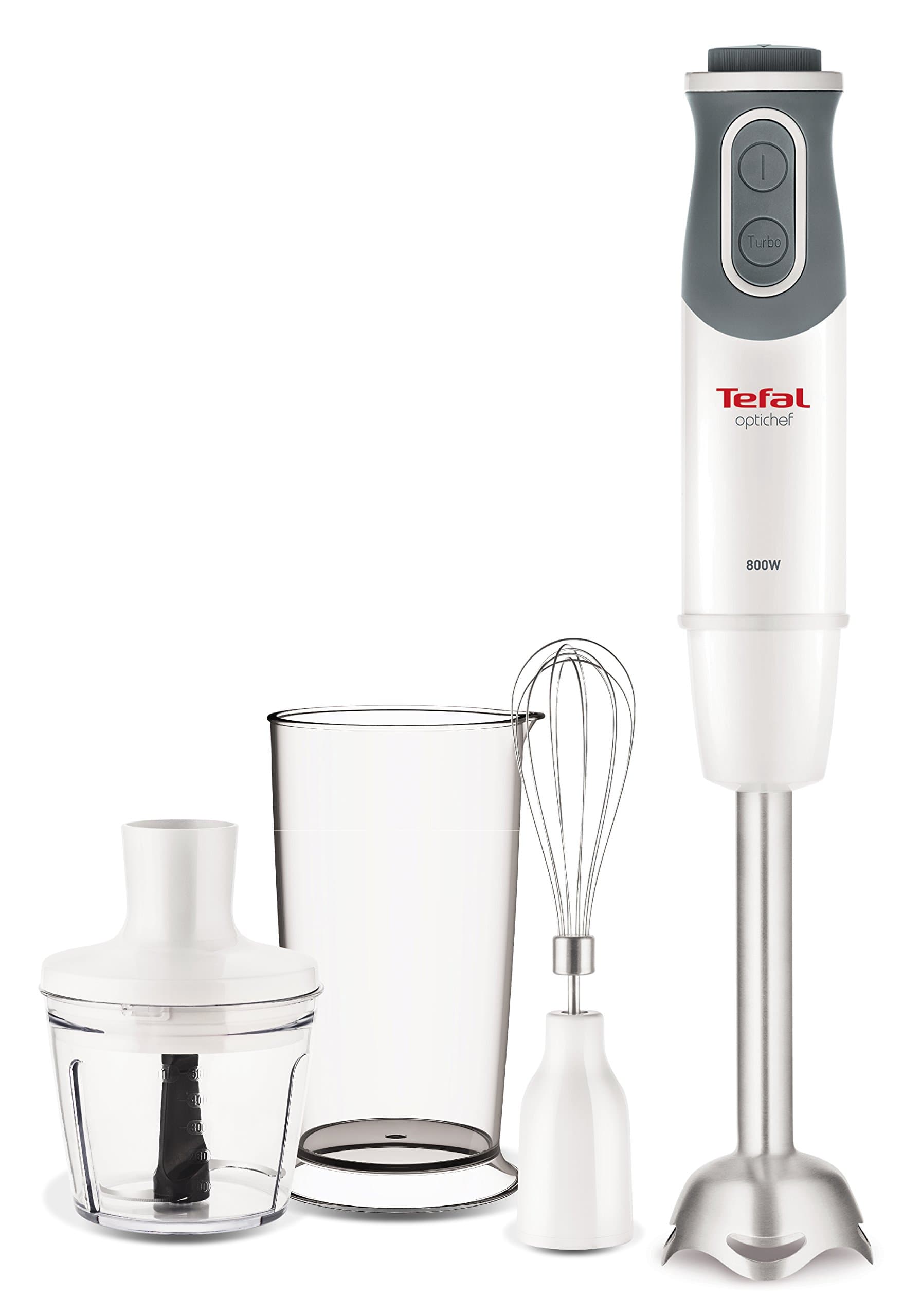 Tefal HB643140 Optichef Quartzite Hand Blender, White, 800 W
