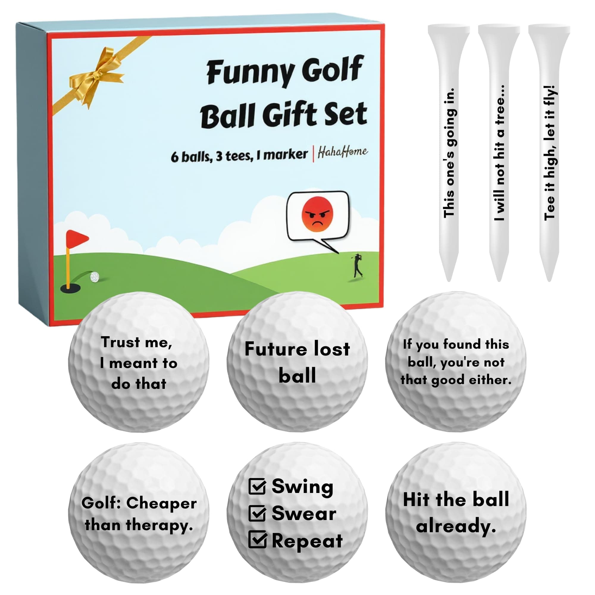 Funny Golf Ball Gift Set for Dad, Mom, and Golfers - Funny Golf Gifts for Men