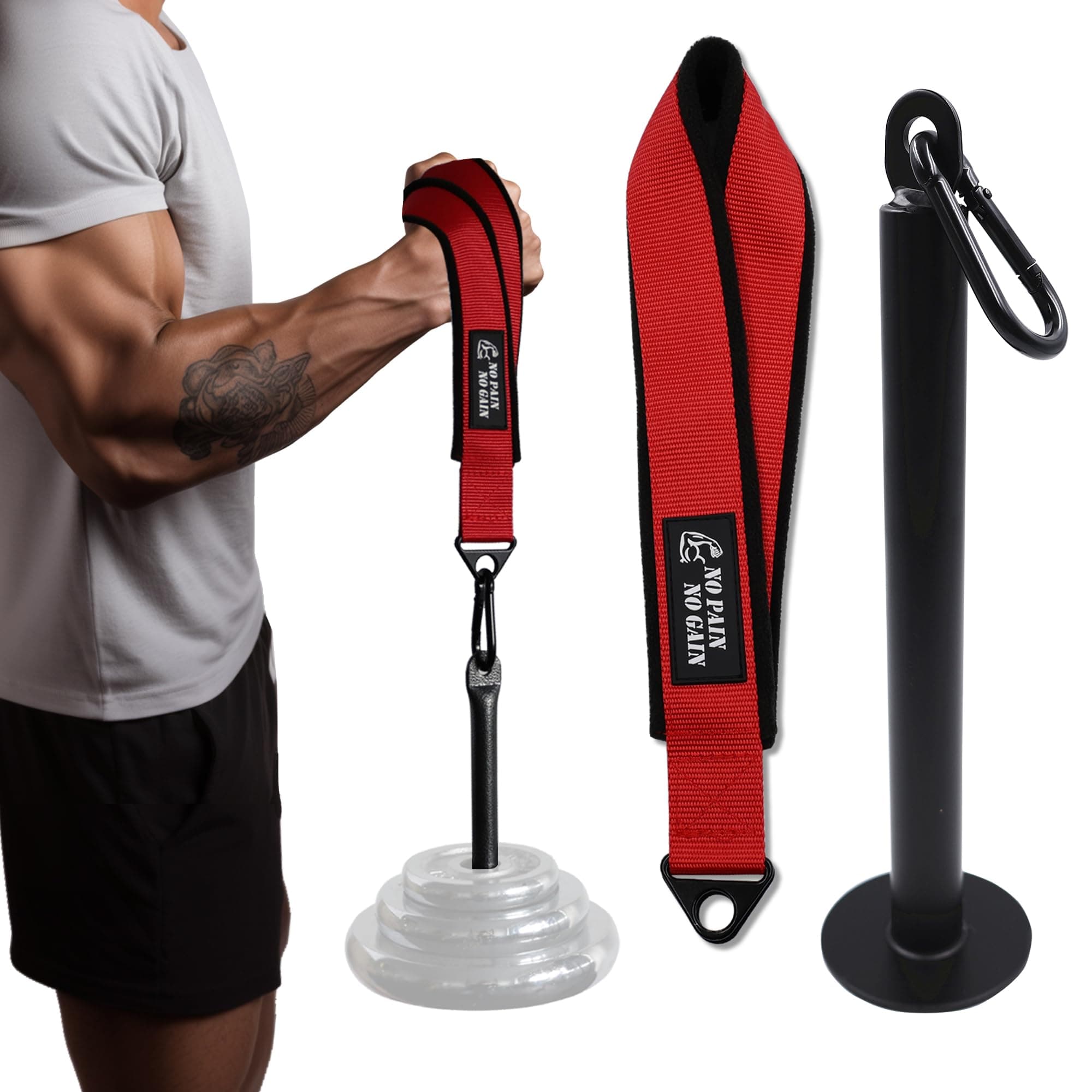 Arm Wrestling Training Strap Belt Hand Grip Arm Finger Forearm Exerciser Strengthener for Cable Machine and Free Weight