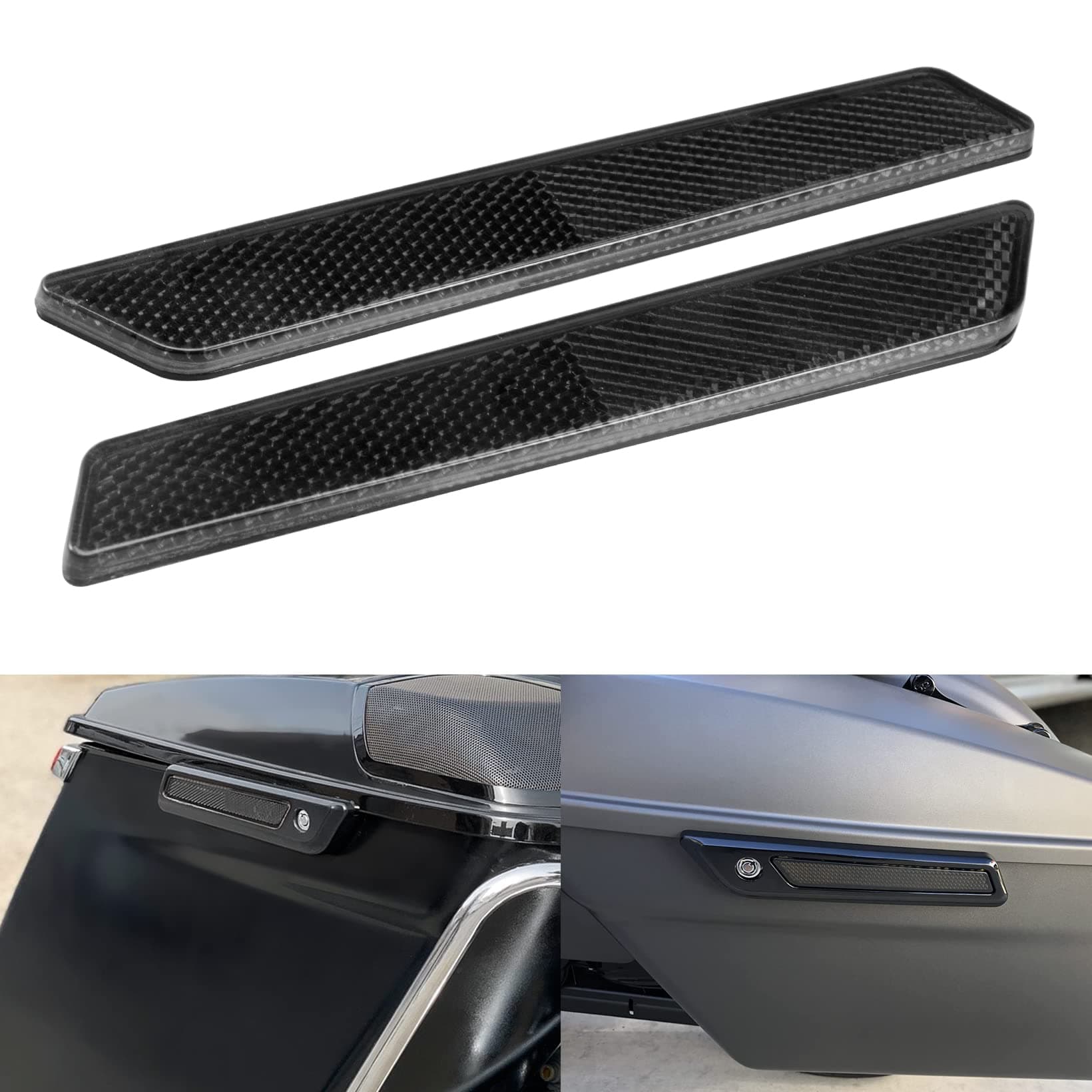 Black Saddle Bag Reflector Inserts, Saddlebag Latch Cover Reflector Compatible for Harley Touring 2014-2024 Street Glide Electra Glide Road King Saddlebags Side Visibility
