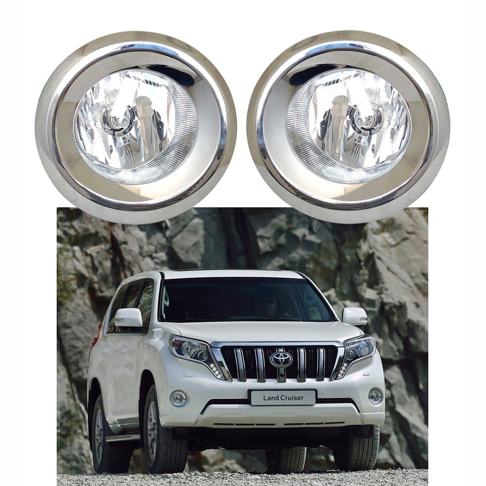 IDIYA New Replacement for 2014-2016 Land Cruiser Prado Car Styling 12V 19W Halogen Bulb Front DRL Daytime Fog Lights Daylight Running Lamps Day Light Grills Grille Assembly (1 Sets)