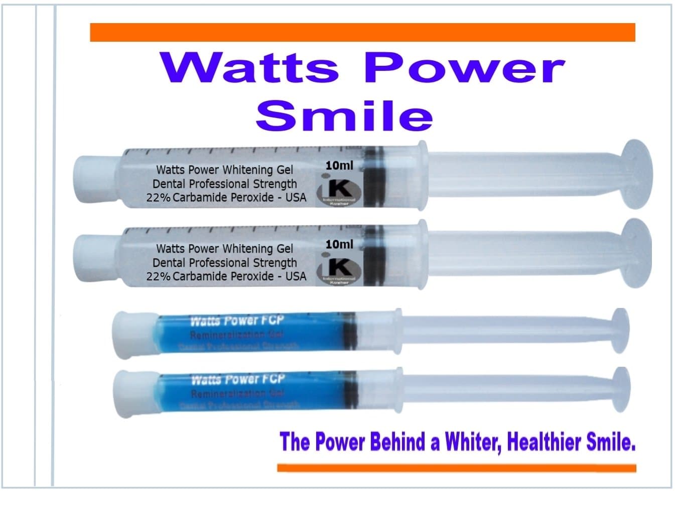 Watts Power White 22% Teeth Whitening Gel Refill Sets - Sensitive Formula - 2 Sets